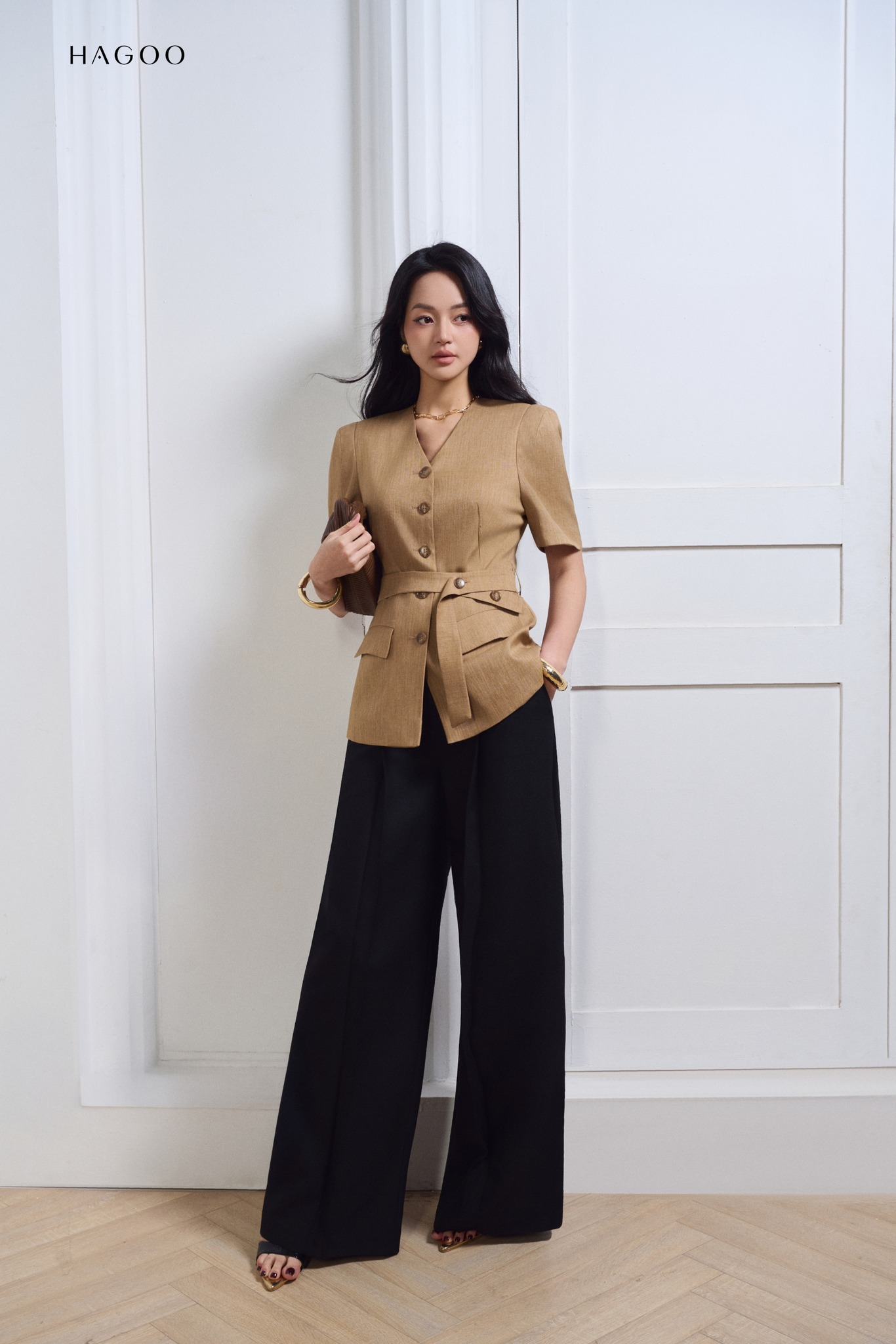 Áo ký giả tay vuông đai eo HAGOO_thumbnail_3