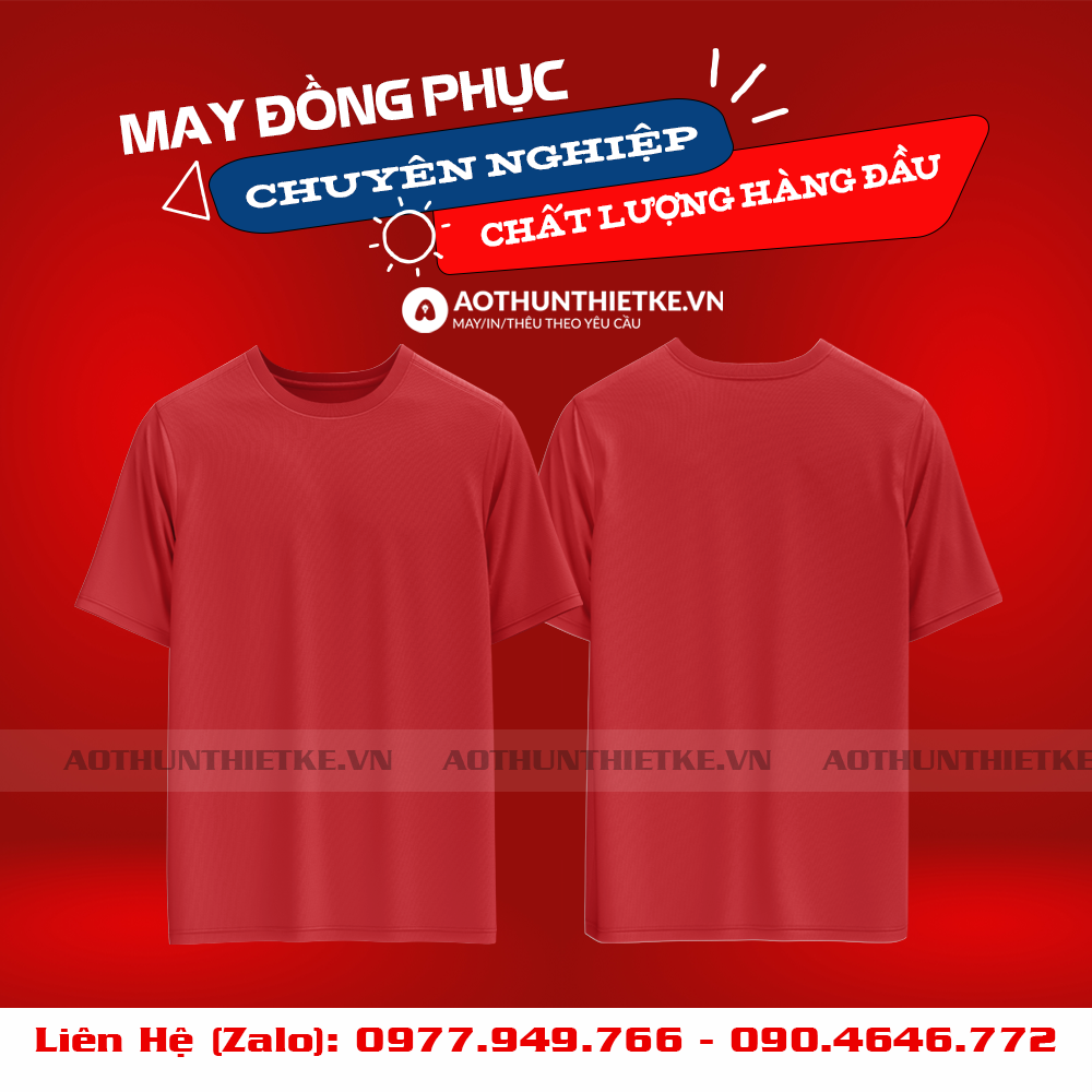 Áo Đồng Phục Cổ Tròn Đỏ Tươi