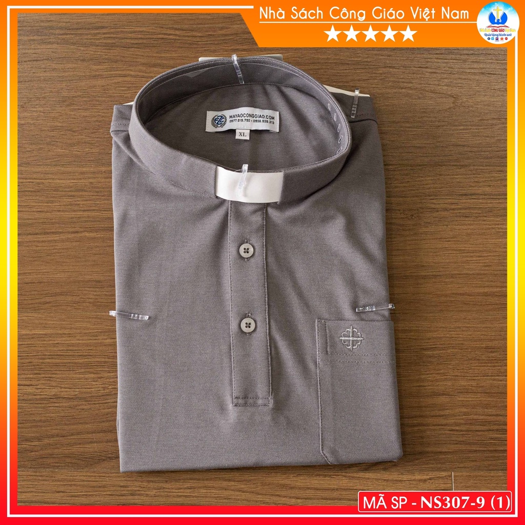 Áo thun Cổ Côn Linh Mục ngắn tay NSCGVN NS307-9 Quà tặng  Lễ quan thầy, truyền chức, sinh nhật cha xứ