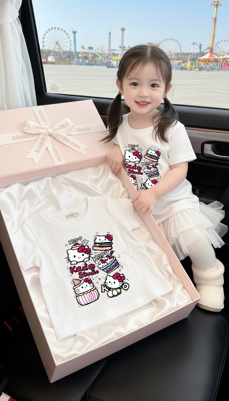 Áo thun cho bé gái Kado vải cotton thoáng mát dày dặn Hello Kitty cổ tròn in mix 2867_thumbnail_2