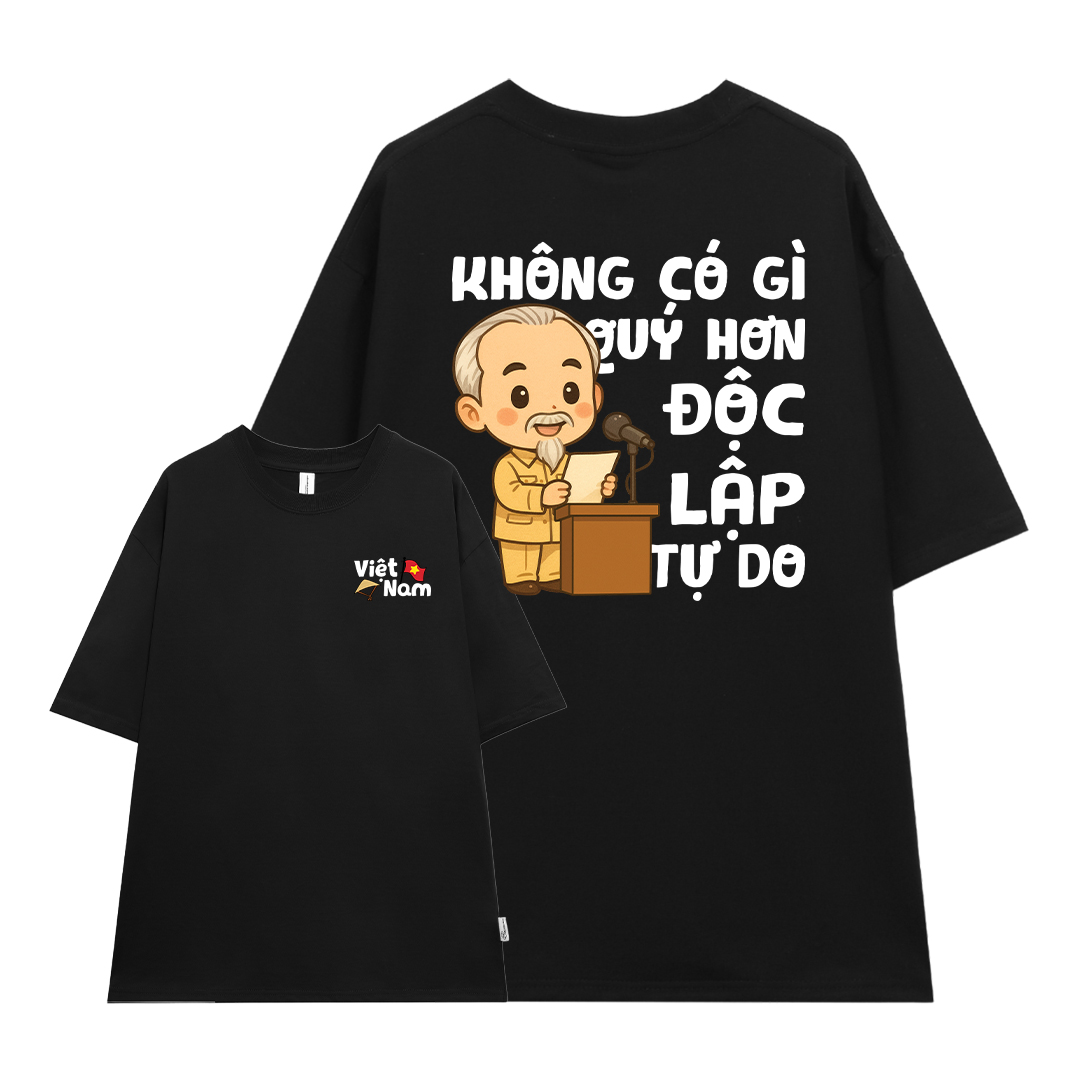 Áo thun Độc Lập Tự Do form rộng ATD2458 Miucho vải cotton thoáng mát cổ tròn in mix_thumbnail_7