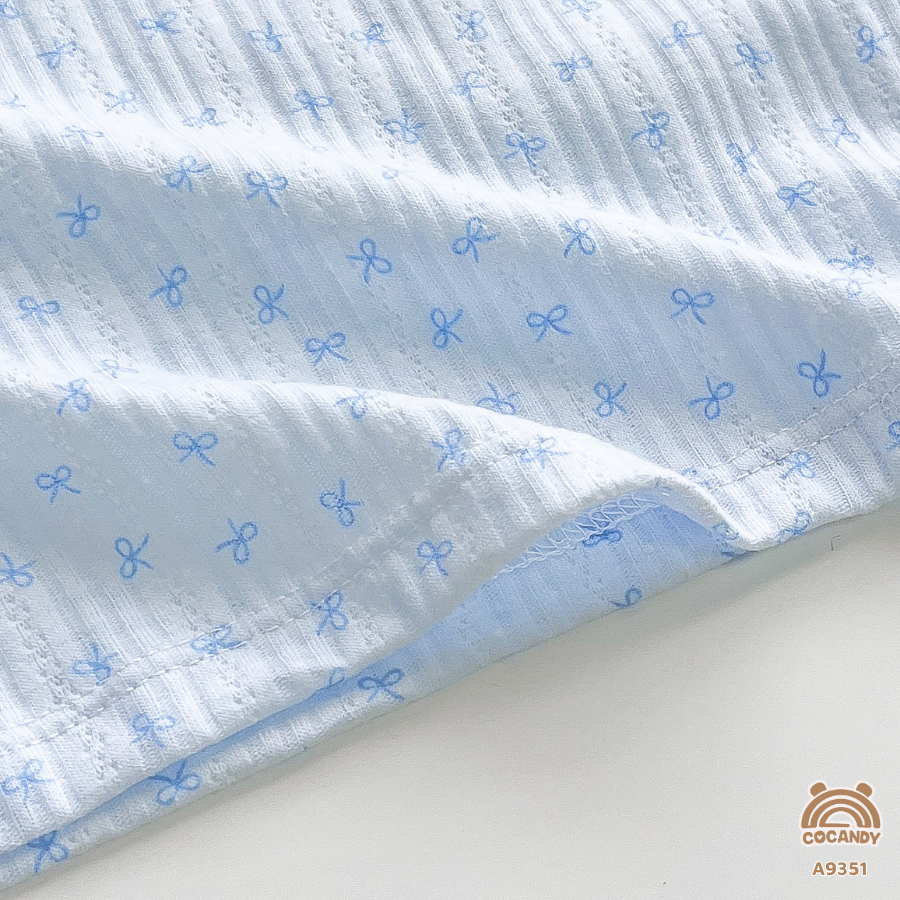 Áo cộc XANH DƯƠNG nơ xanh cổ nẹp viền tròn_thumbnail_5