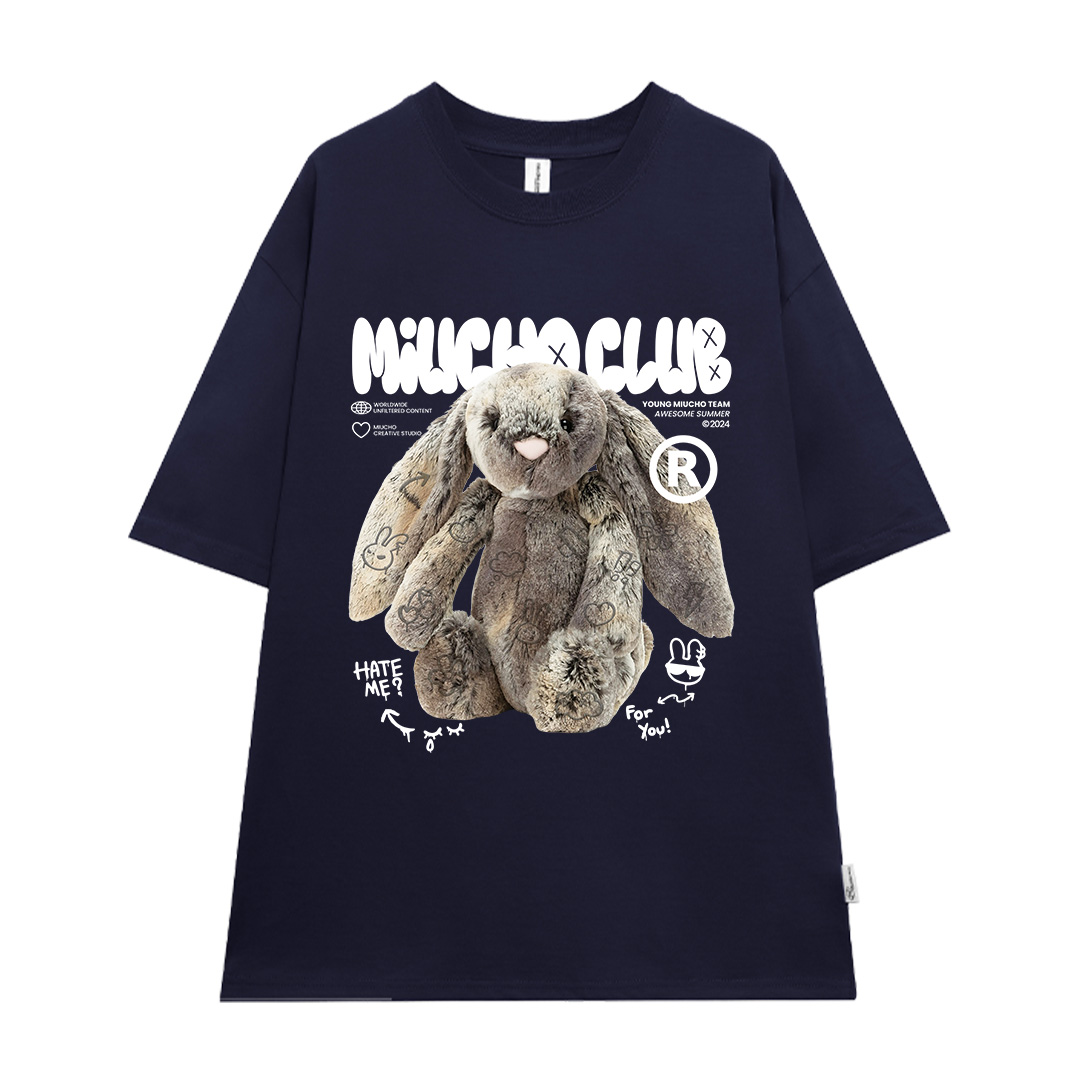 Áo thun thỏ Bunny form rộng local brand ATD1254 Miucho tay ngắn cổ tròn in mix_thumbnail_16