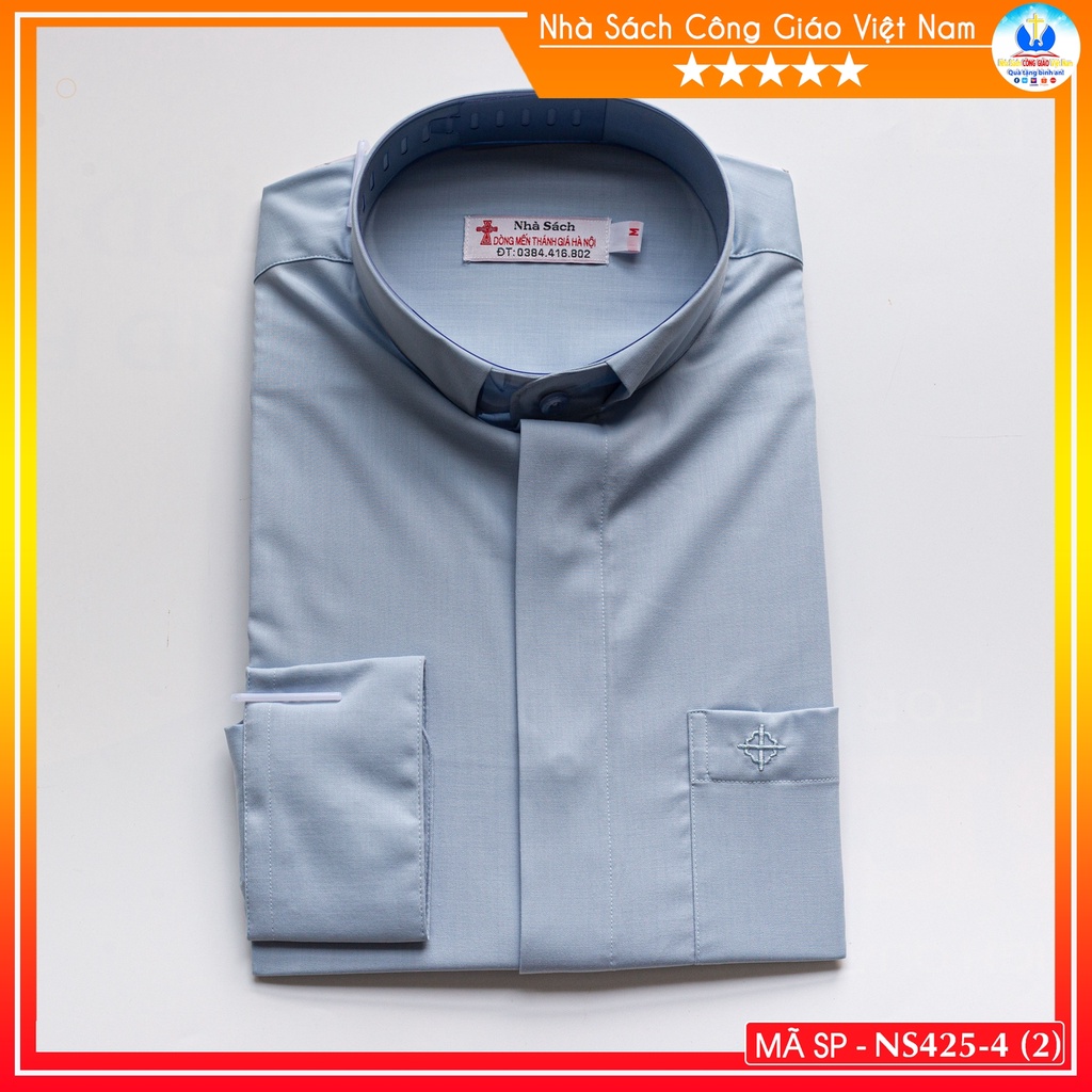 Áo Sơ Mi cổ côn linh mục dài tay NS425-4 Quà tặng  Lễ quan thầy, truyền chức, sinh nhật cha xứ