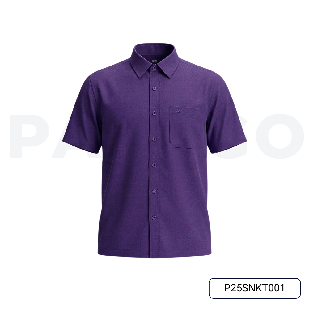 Áo sơ mi nam trung niên PAPAGO tay ngắn vải kate màu trơn