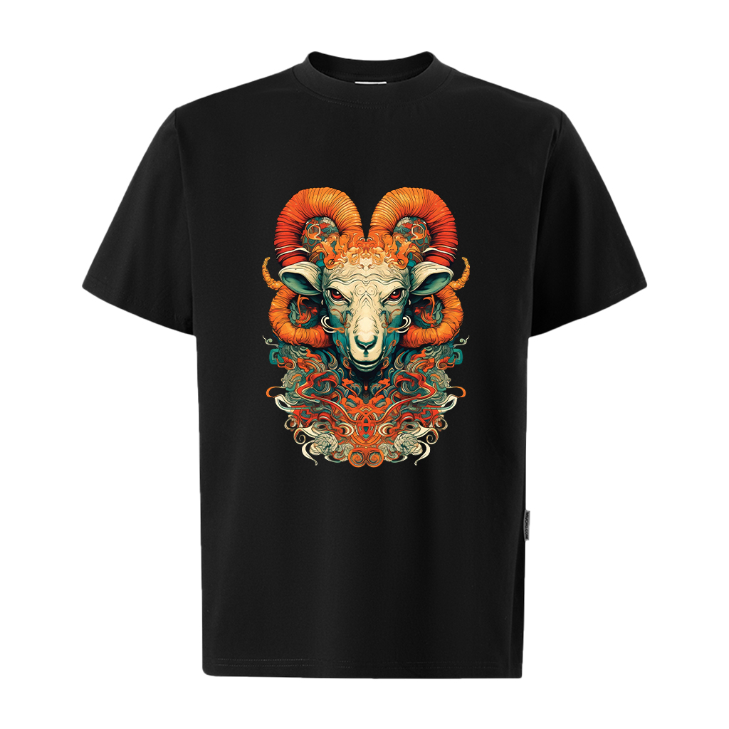 Áo thun nam form rộng 12 con giáp tuổi Mùi ATD484 Miucho Iconic cotton cổ tròn in graphic_thumbnail_9