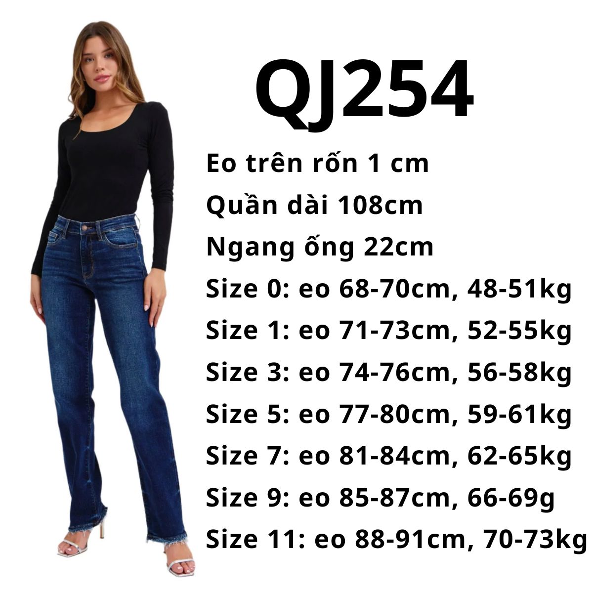 QJ254 - Jeans ống đứng JB đậm