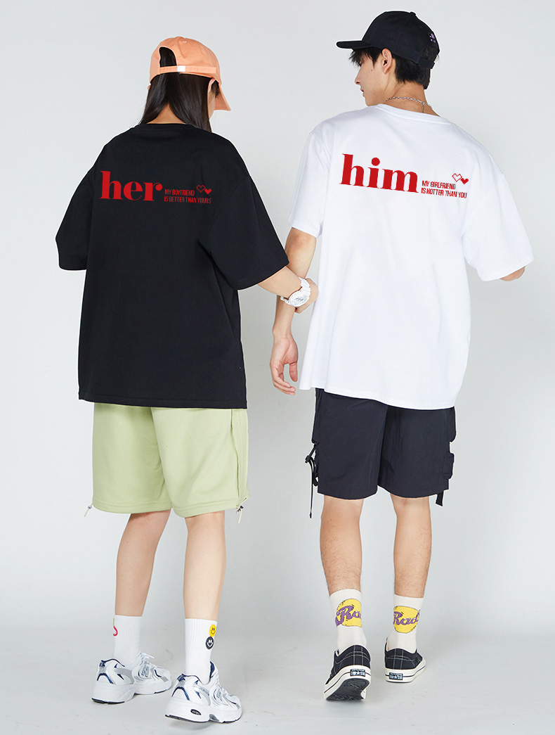 Áo thun cặp đôi couple đáng yêu from rộng ATD1368 Miucho vải cotton cổ tròn in Typography_thumbnail_4