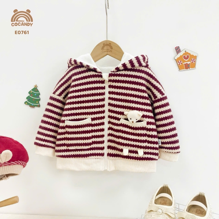 Áo khoác len dài kẻ ĐỎ mũ chóp_thumbnail_4