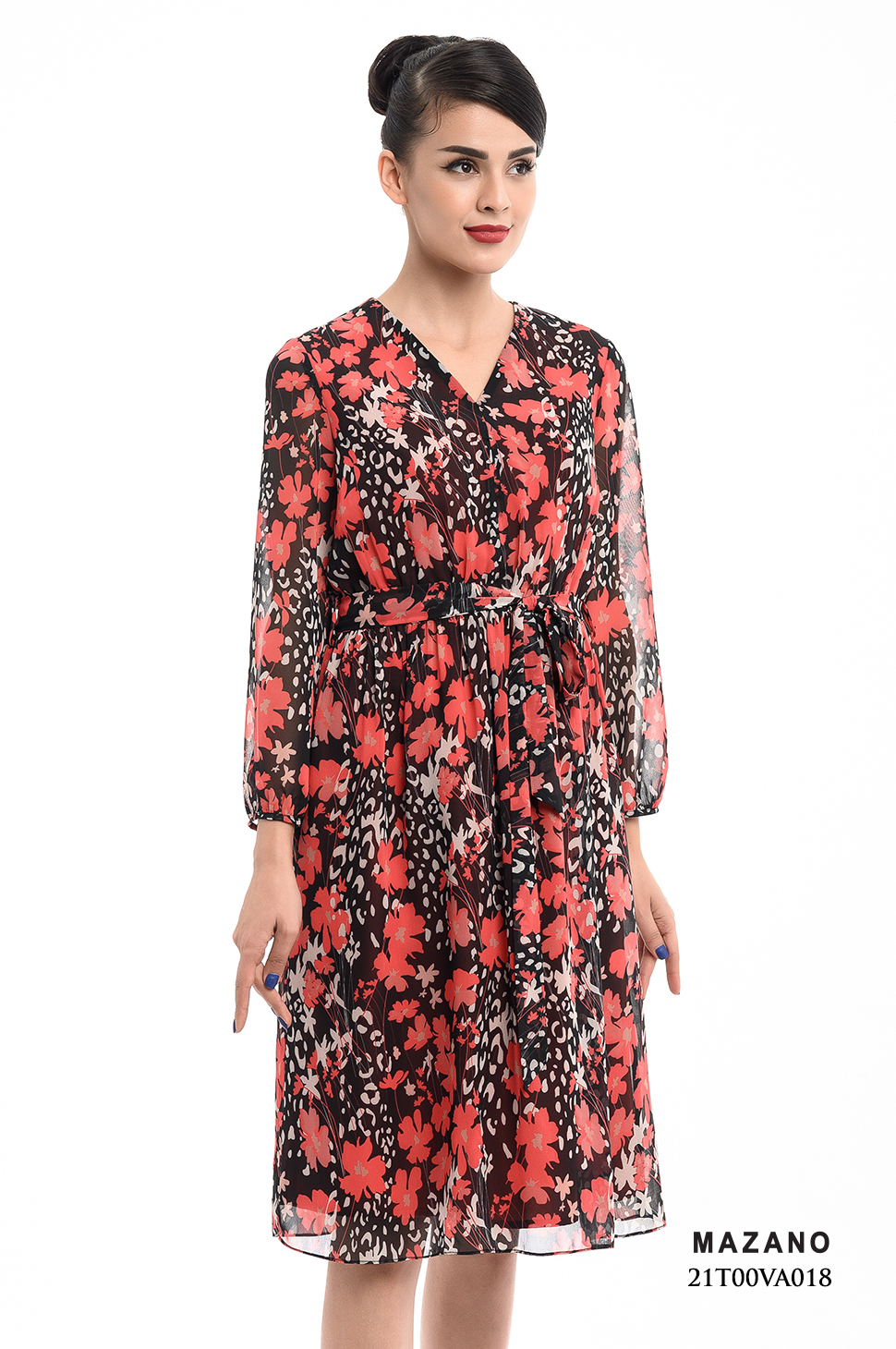 Đầm Họa Tiết Thắt Đai Cổ V_thumbnail_2