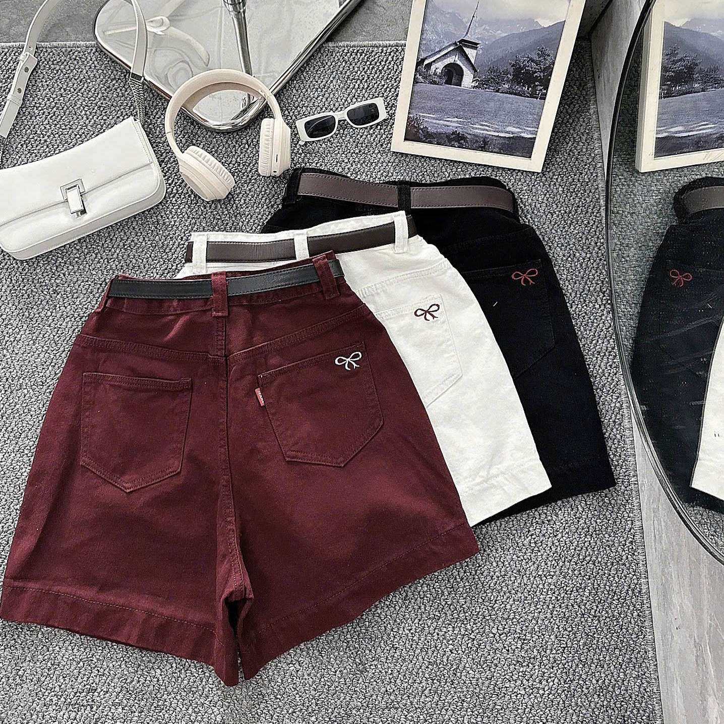 Quần short lửng thêu nơ kaki jean bigsize QSJ049 dành cho nàng béo mập từ 55-90kg_thumbnail_8