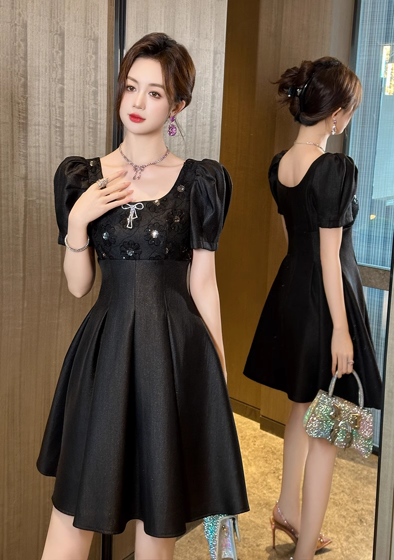15119-Đầm đen dự tiệc tay phồng cách điệu (tapta, ren)_thumbnail_3