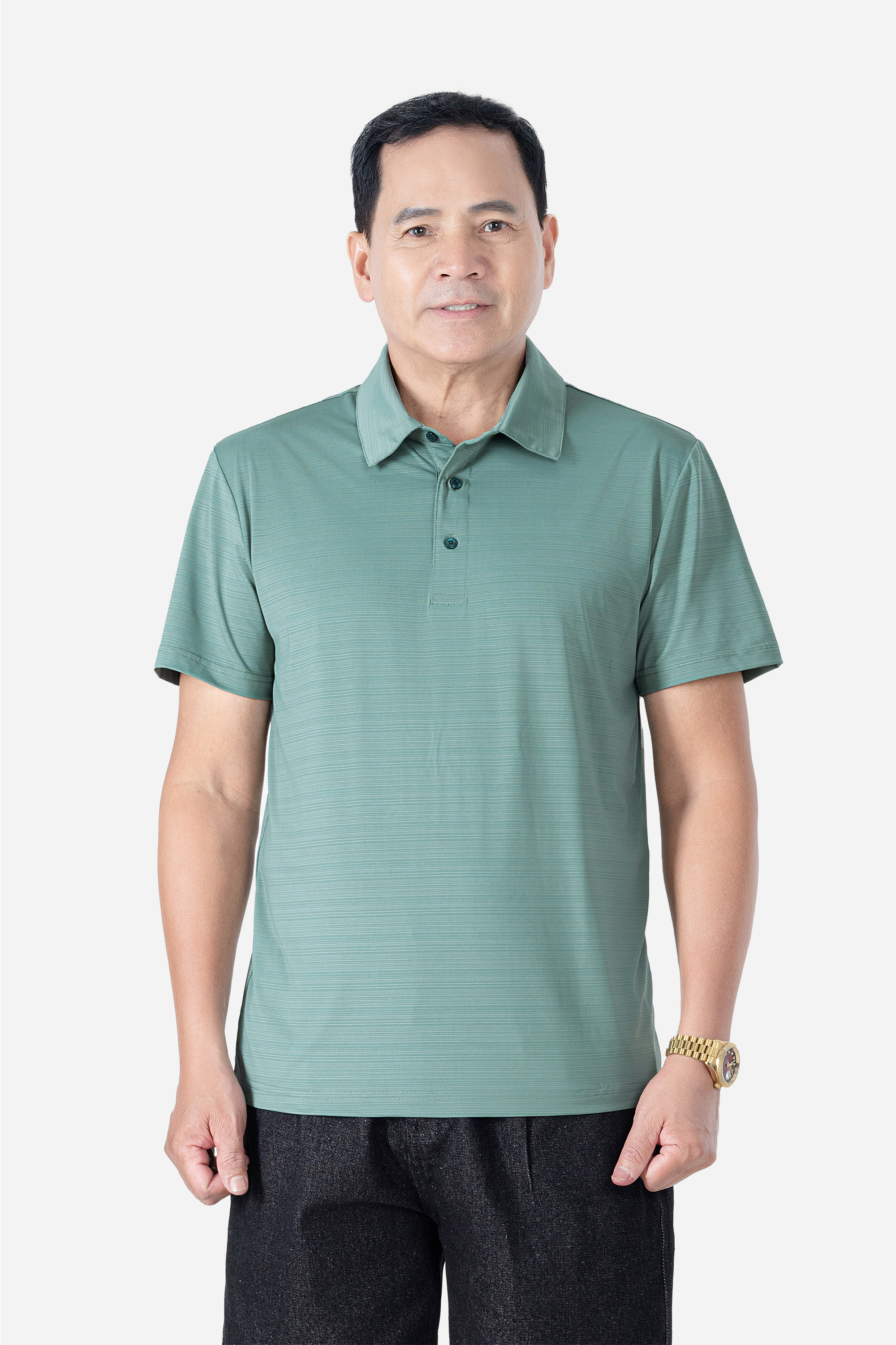 Áo Polo Melange Thể Thao Nam Trung Niên ANCHI Chất Liệu Cotton Phom Suông Vạt Ngang_thumbnail_32