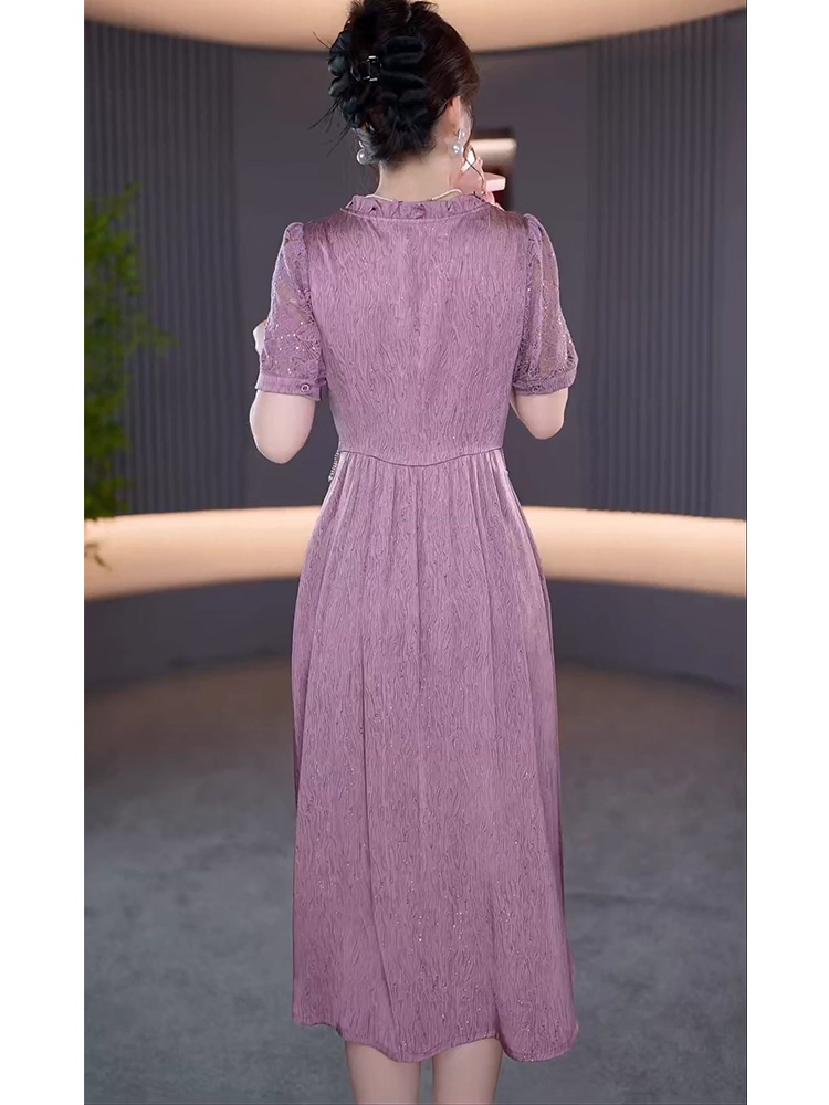 17443-Đầm xòe tiệc hông ruộc phối ren tay ngắn ( lụa, ren)_thumbnail_2