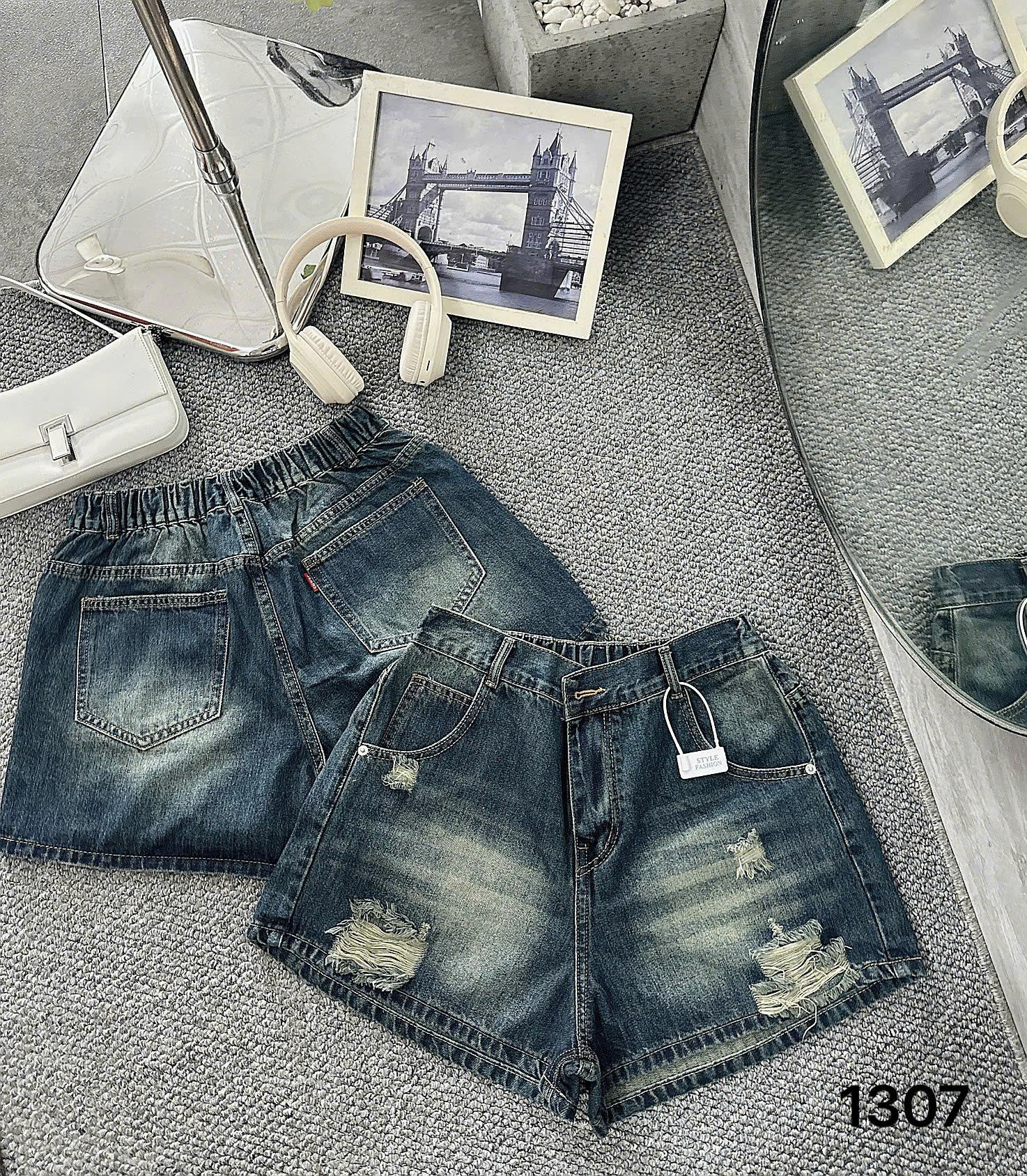 Quần short lưng thun rách bigsize QSJ1307 dành cho nàng béo mập từ 55-90kg