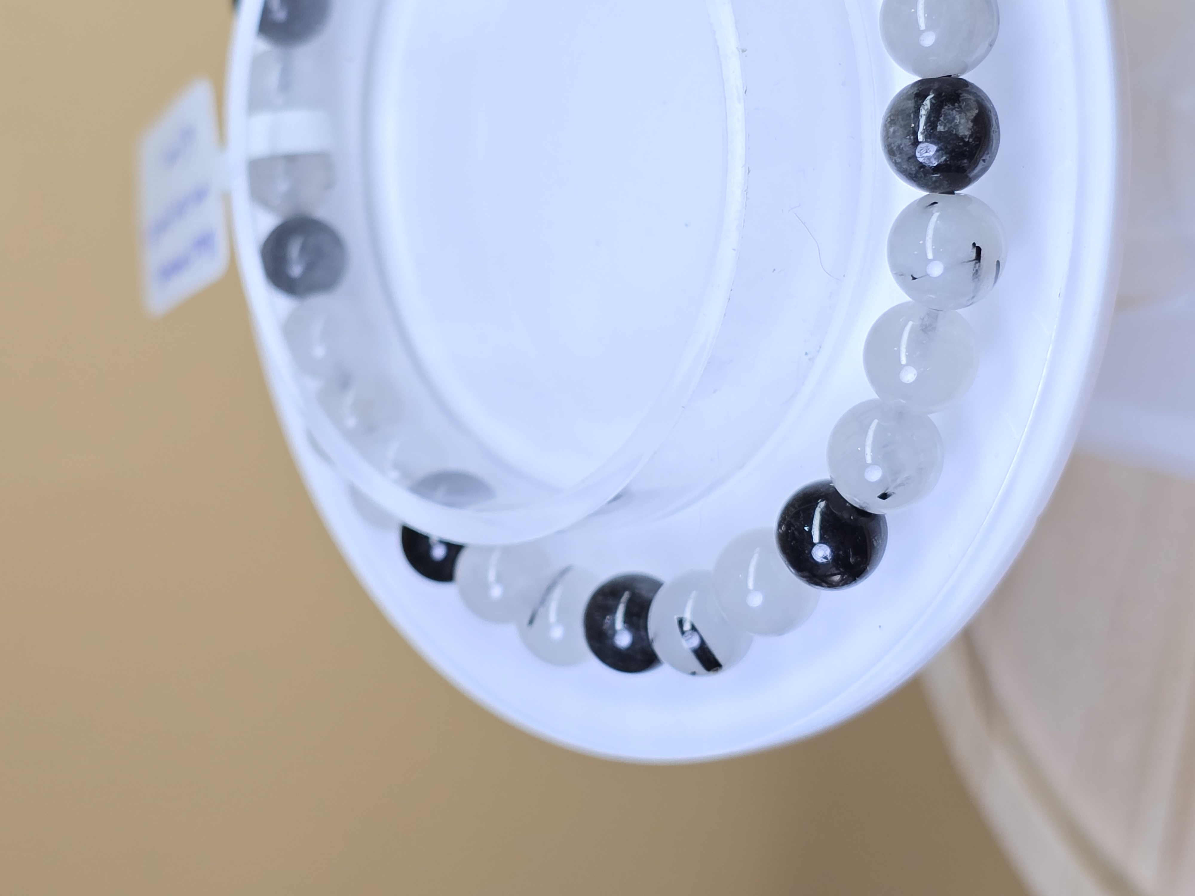 Vòng Thạch Anh Tóc Đen Loại A - Thạch anh trắng cộng sinh tourmaline đen - Black Tourmaline In Quartz_thumbnail_1