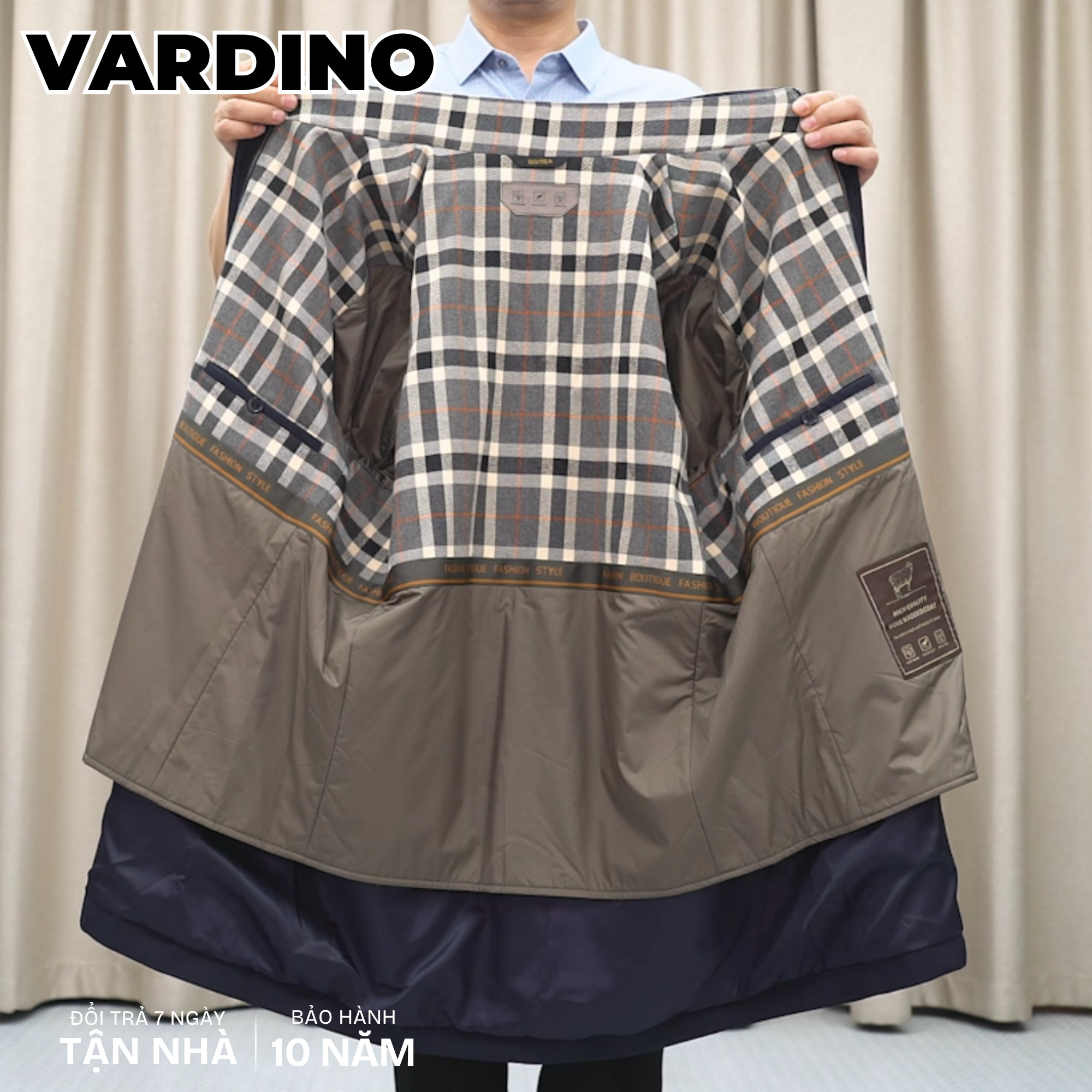 Áo khoác mangto nam công sở Vardino AK26 lót lông vũ tháo rời_thumbnail_3