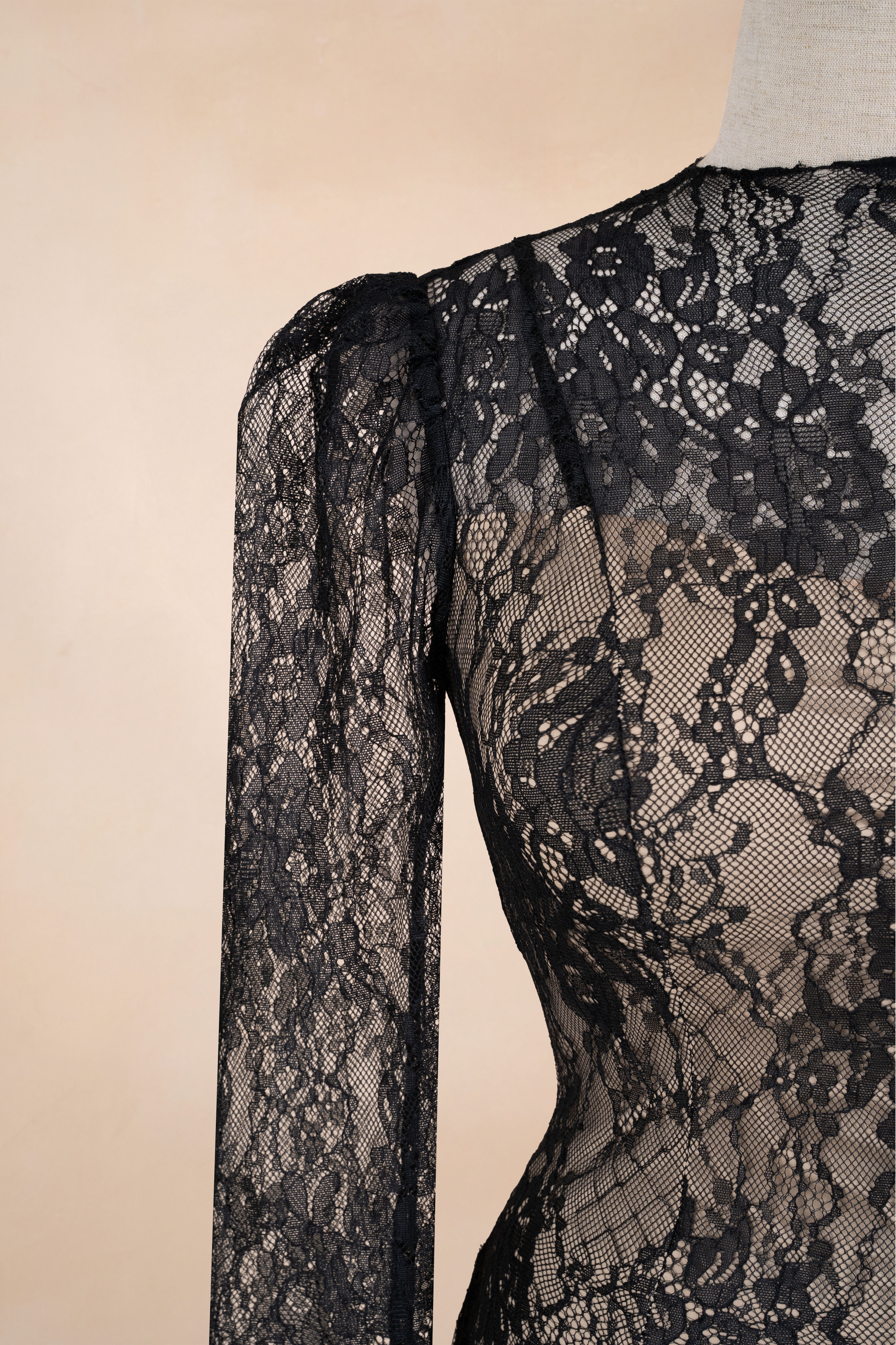 Đầm Xoè Ren Hoa Cổ Cao Tay Dài_thumbnail_7