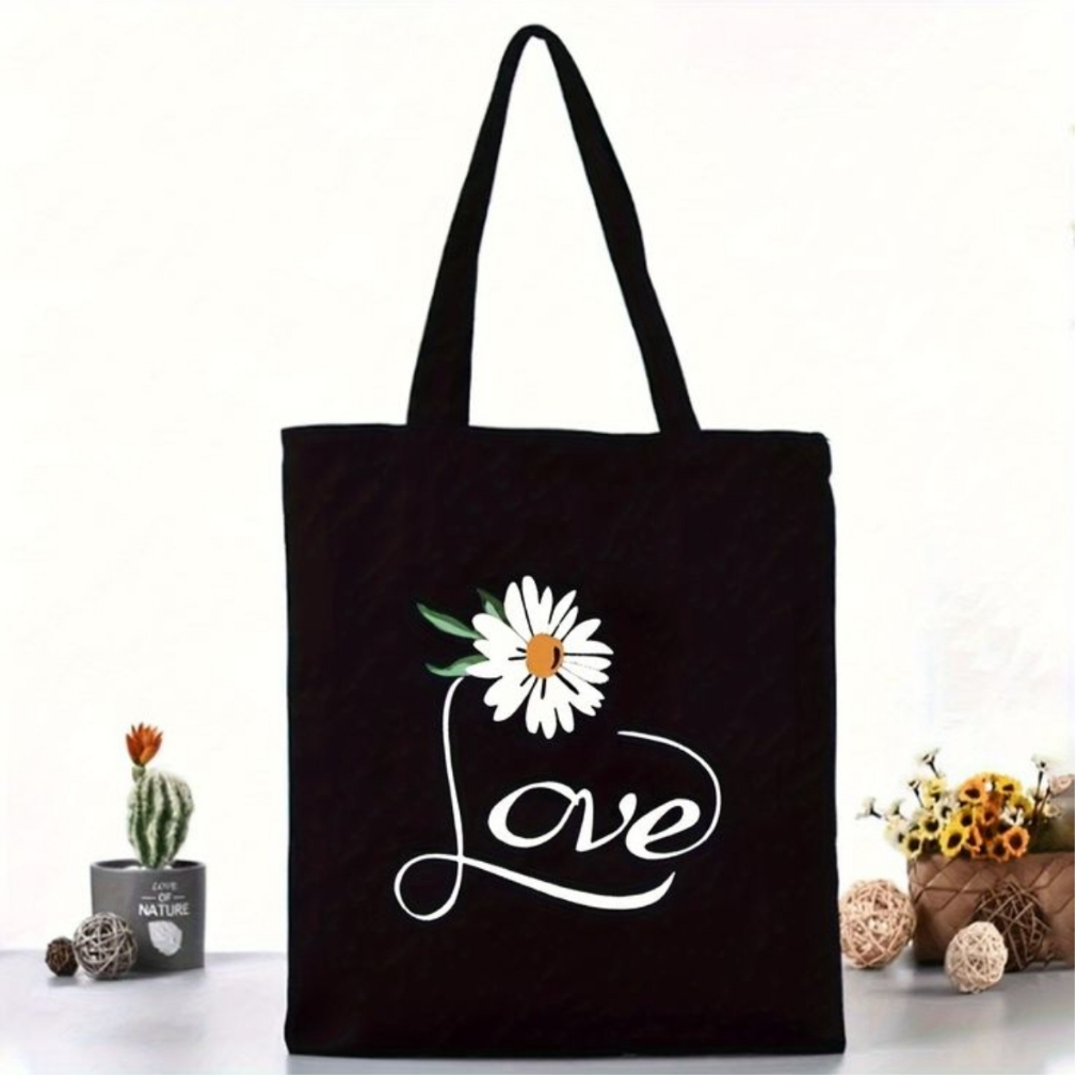 Túi tote màu đen mẫu chữ đơn giản - Túi tote vải canvas 33x37 có khóa kéo đựng vừa A4, laptop Loza TOTE19_thumbnail_13