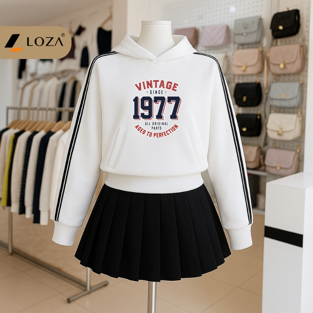 Áo Hoodie nữ dáng ngắn bo gấu in hình  nhiều mẫu - Loza G0433