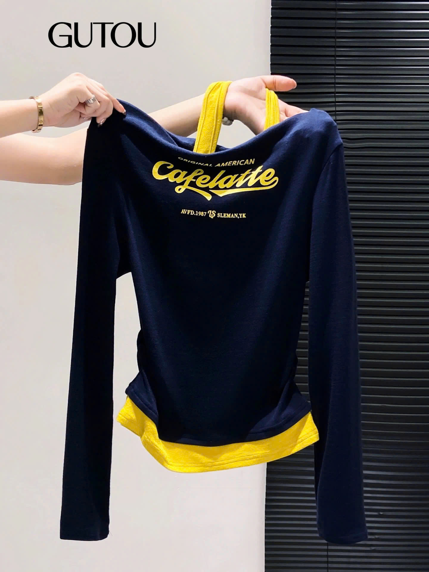 [ GUTOU ] Áo Trễ Vai Tay Dài Cafelatte_thumbnail_8