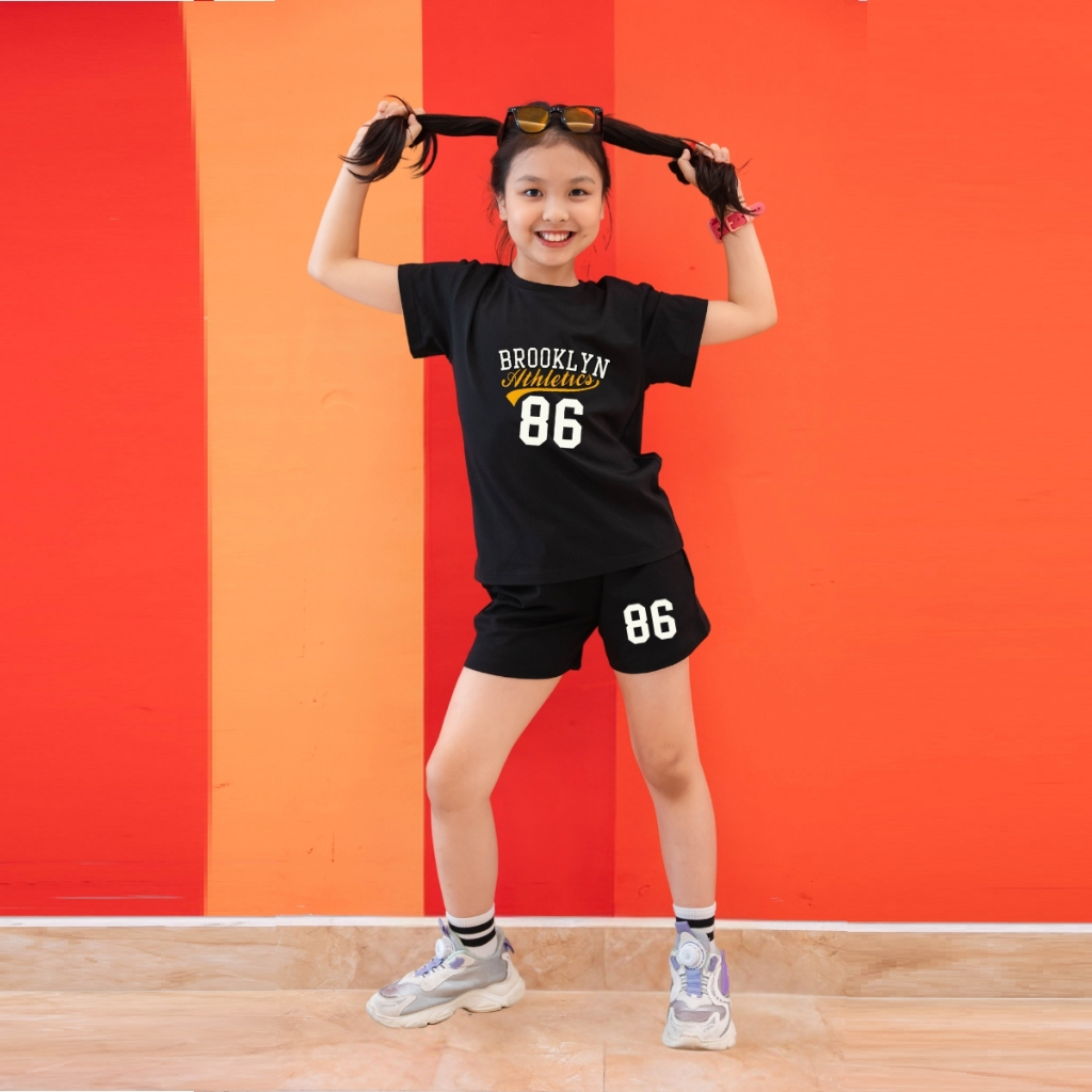 Bộ cộc tay bé gái mùa hè in số 86 -Quần áo trẻ em nữ cân nặng từ 15-40kg-  Loza Kids SB98_thumbnail_2