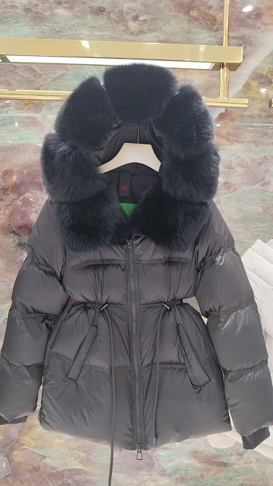 Áo phao cổ lông rút eo - V99