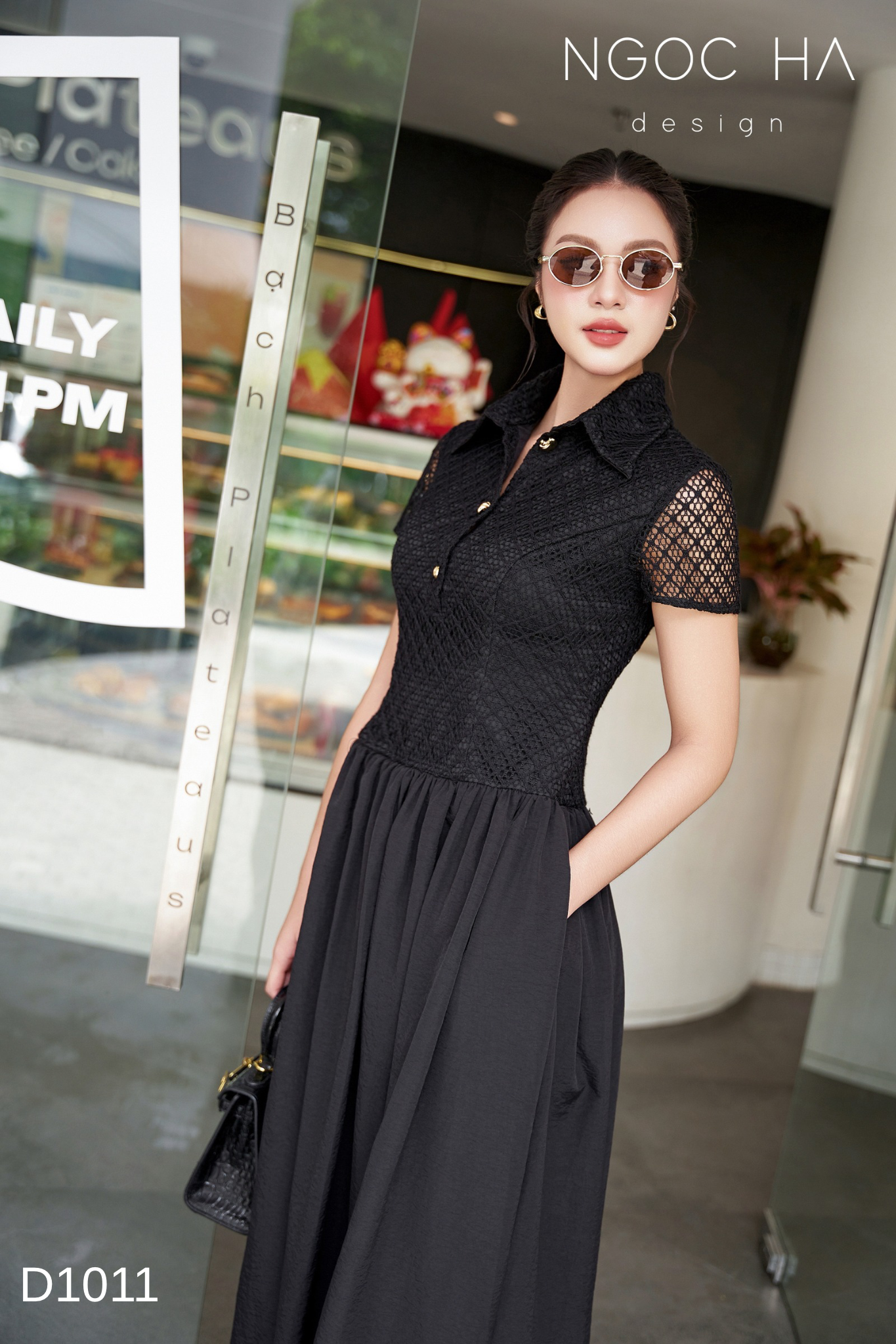 Hanna Dress_ Đầm Ren Mix Vải Thô Màu Đen D1011_thumbnail_3