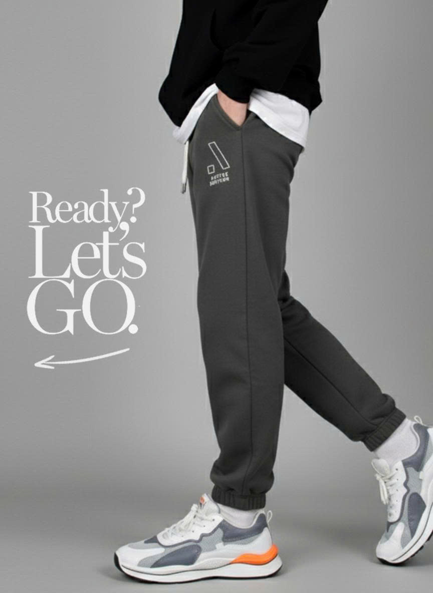 Quần nỉ bé trai chun gấu màu xanh chì