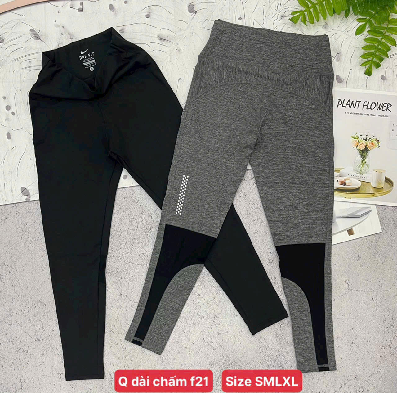 Quần Dài Thể Thao Legging Phối Lưới Chân