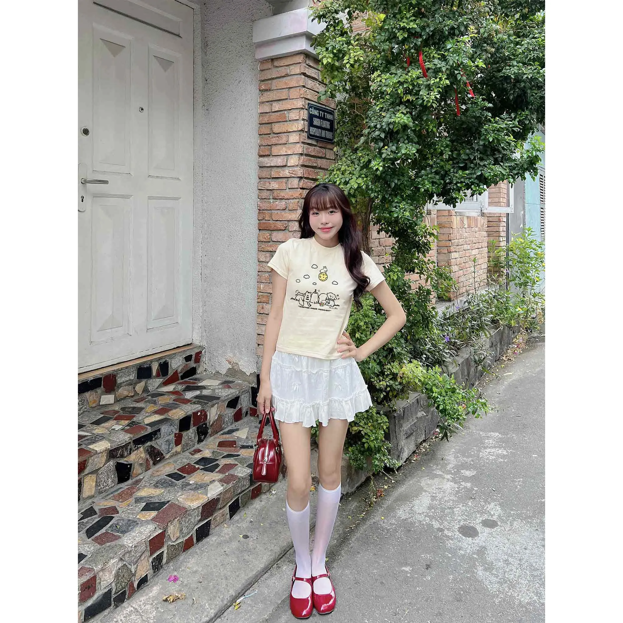 Áo baby tee nữ hình thú đáng yêu 2613 Miucho tay ngắn cổ tròn vải cotton thoáng mát in mix_thumbnail_6