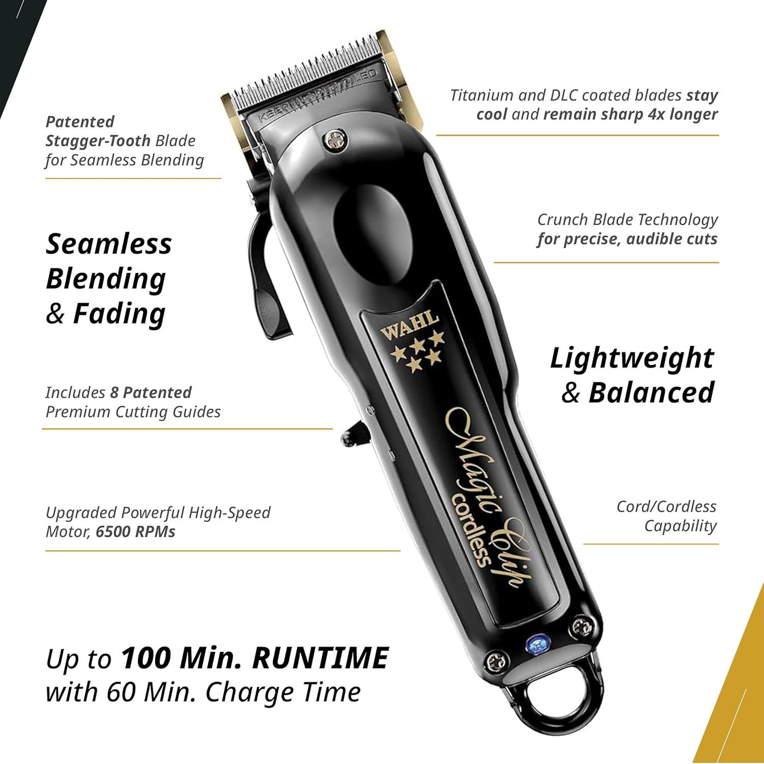 Tông đơ cắt tóc WAHL MAGIC CLIP BLACK CORDLESS 2026 chính hãng_thumbnail_2