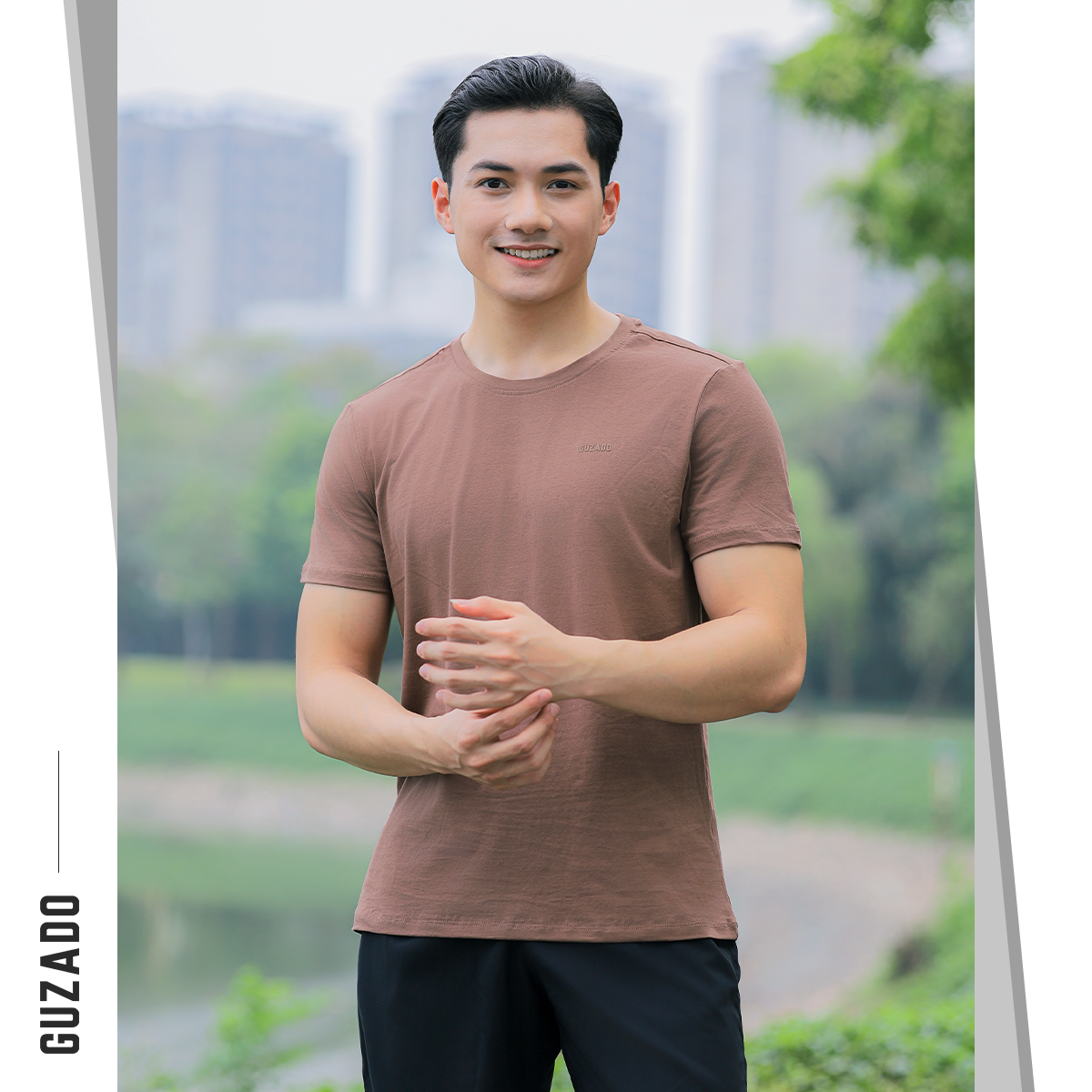 Đồ Bộ Guzado Áo Cotton Kết Hợp Quần Gió Basic  BTS03_thumbnail_42