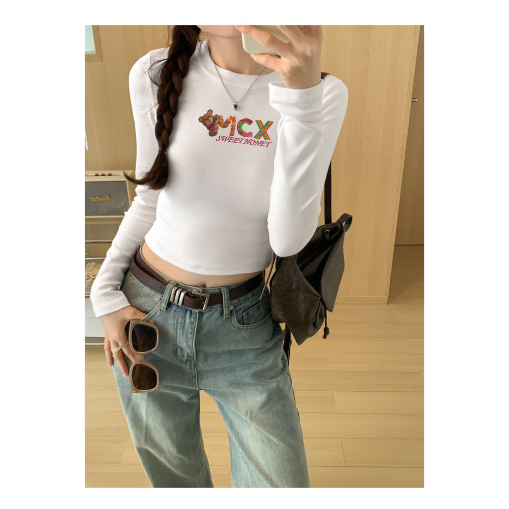 Áo croptop tay dài nữ màu đen/ trắng in hình nhiều mẫu - Áo thun dài tay Loza - G0198_thumbnail_8