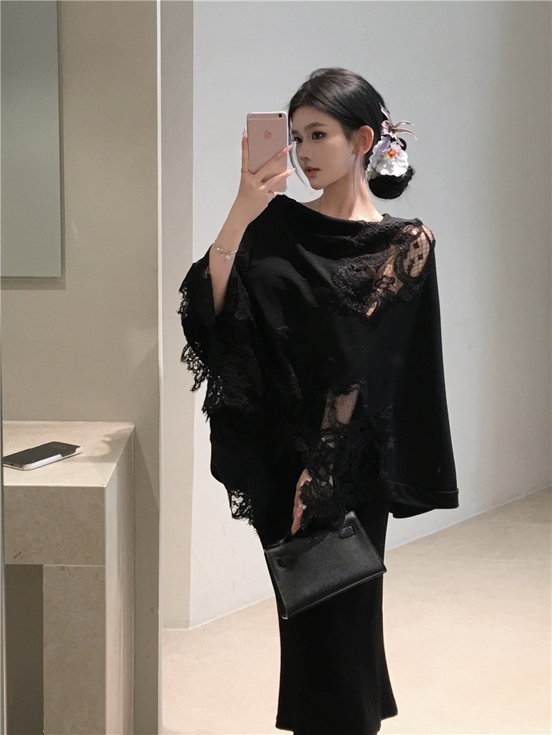 Đầm Choàng Ren Đen Quý Phái - Free size_thumbnail_7