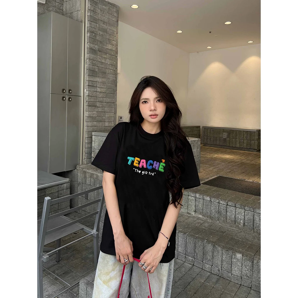 Áo thun unisex form rộng Miucho Club chất vải mềm mại thoáng mát in chữ basic Thợ giữ trẻ 2858_thumbnail_6