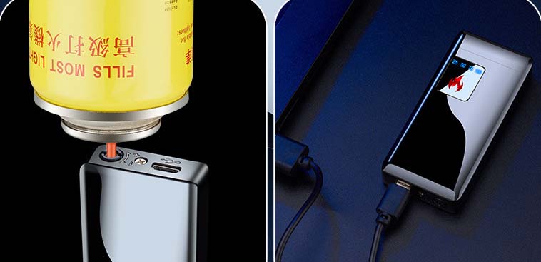 Bật lửa gas sạc điện WF19GL fullbox tặng kèm đầu bơm gas_thumbnail_3