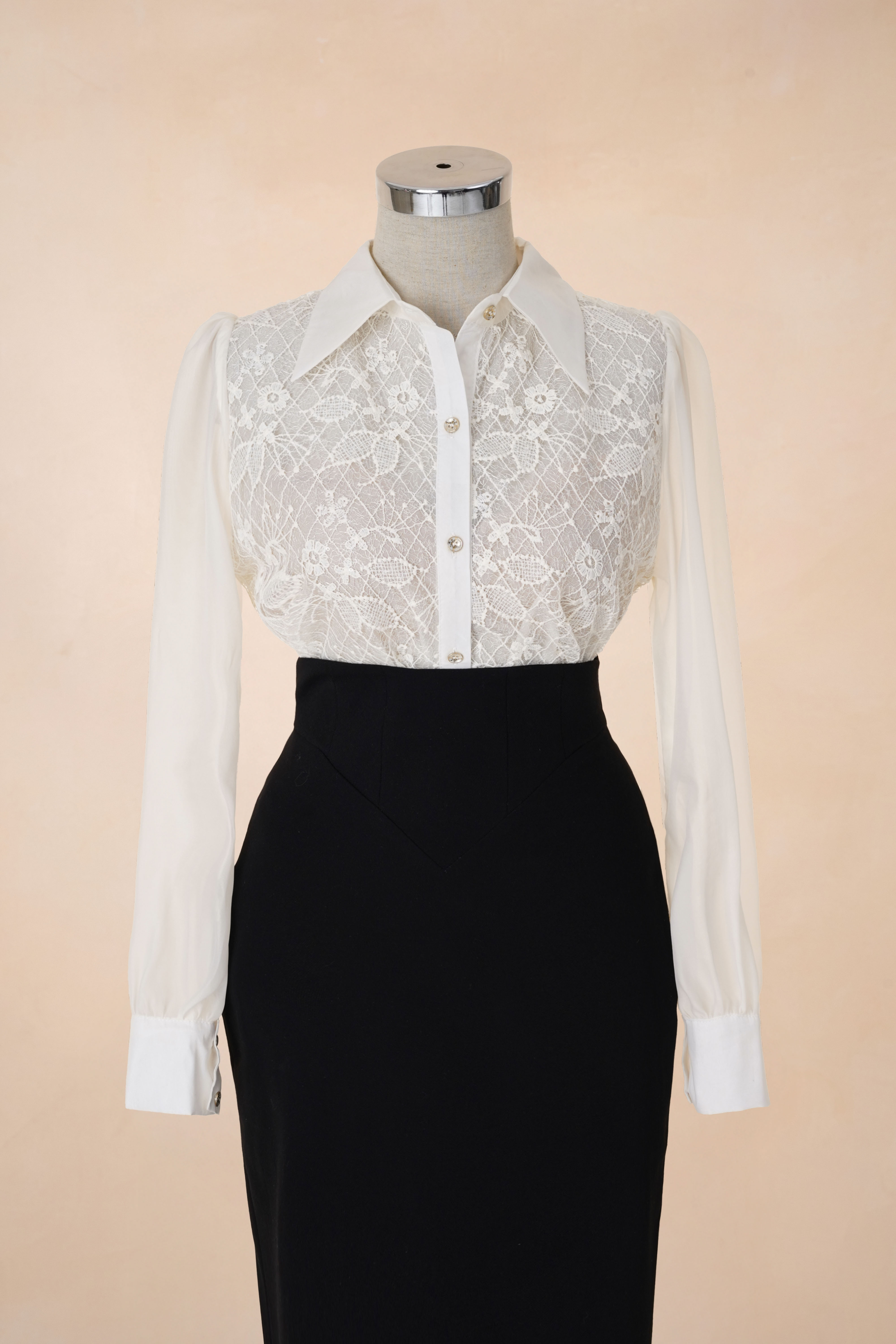 Sơ Mi Ren Kim Sa Phối Tơ