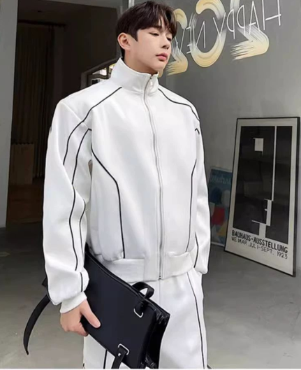 Set Bộ Thể Thao Nam Trắng Đen Phối Dây Nổi Bật