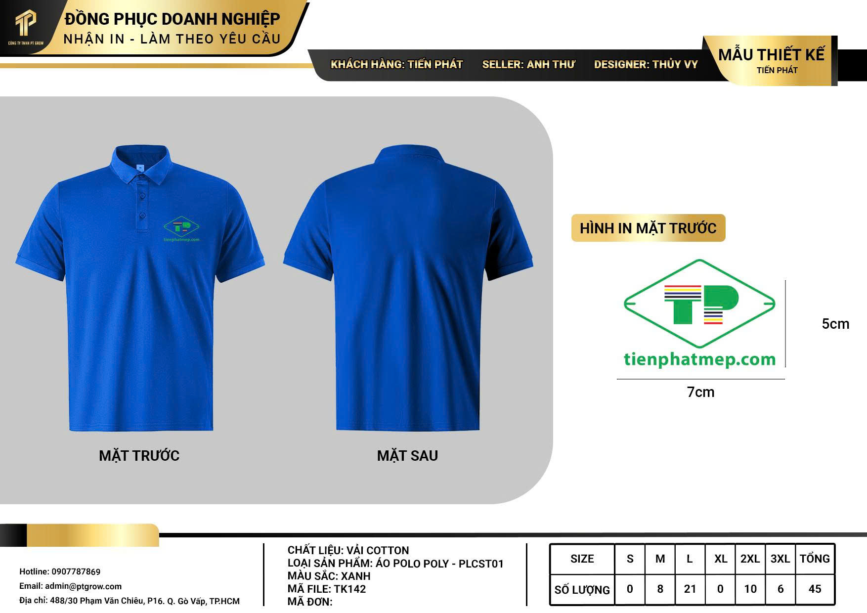 Áo polo cá sấu thiết kế như yêu cầu TK142