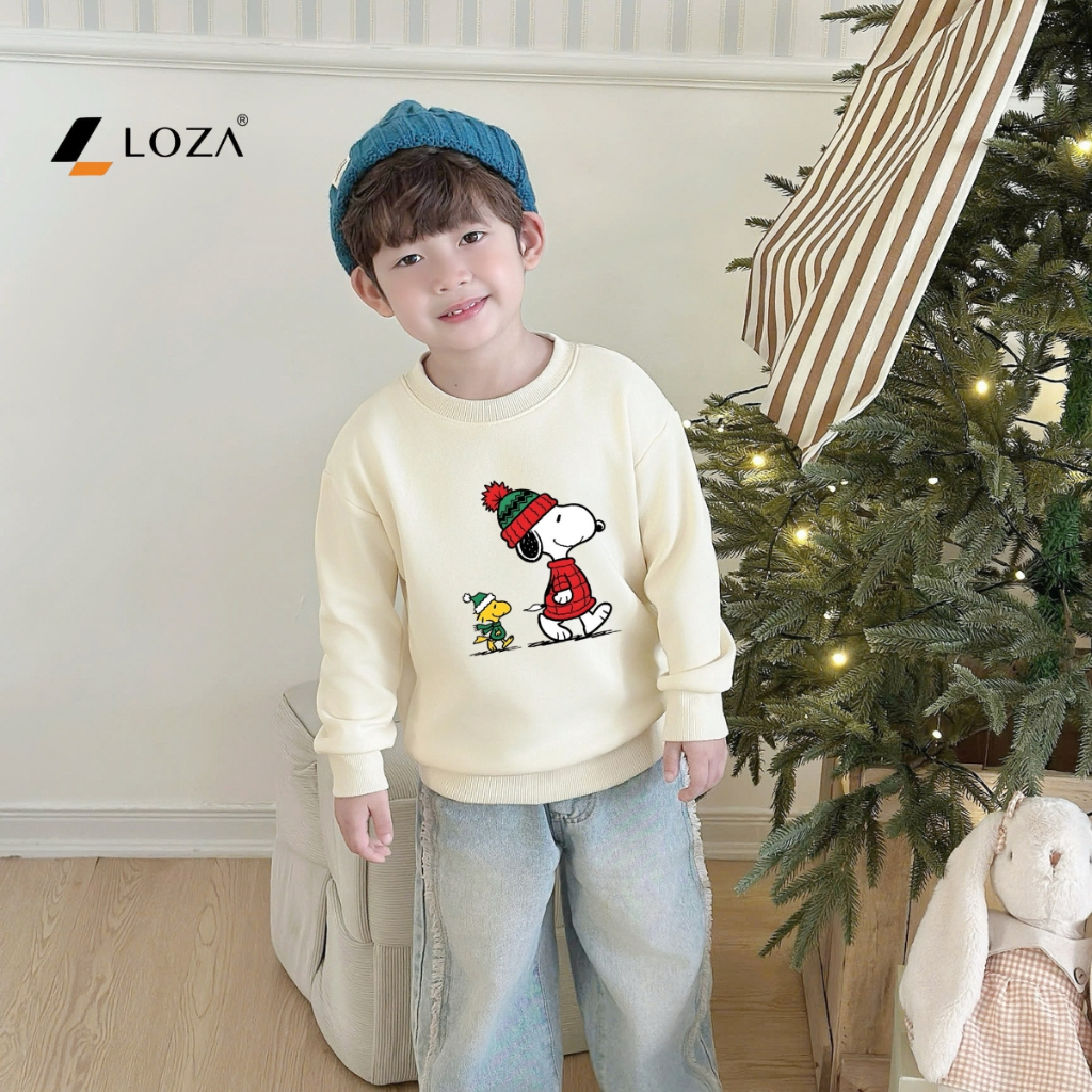 Áo nỉ Noel bé trai hình Cún Snoopy đội mũ Noel - Loza Kids G0431_thumbnail_3