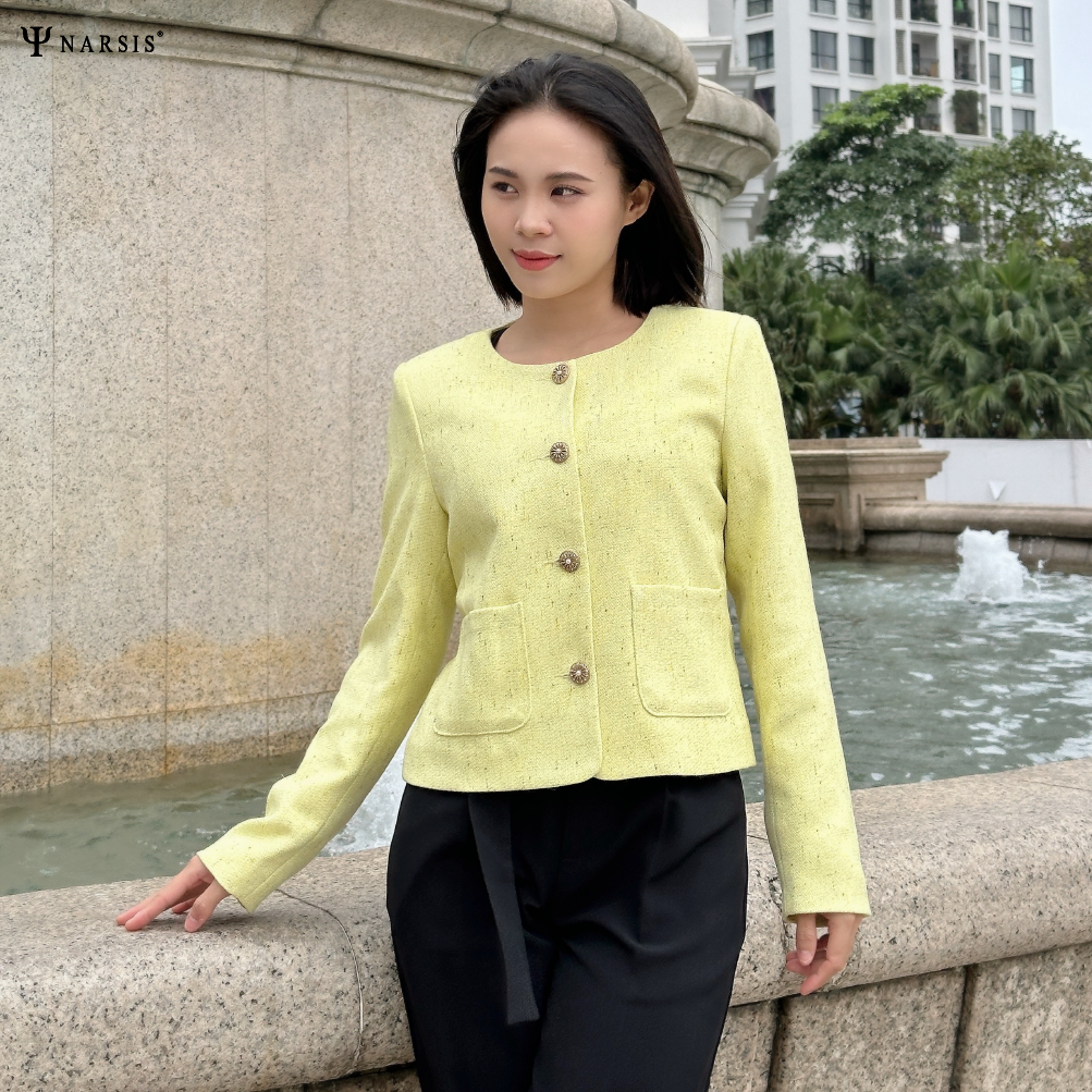 Áo Khoác Dạ Nữ 2 Lớp Narsis Dày Dặn Có Đệm Vai, Thiết Kế Tiểu Thư Thanh Lịch, Nhã Nhặn_thumbnail_1