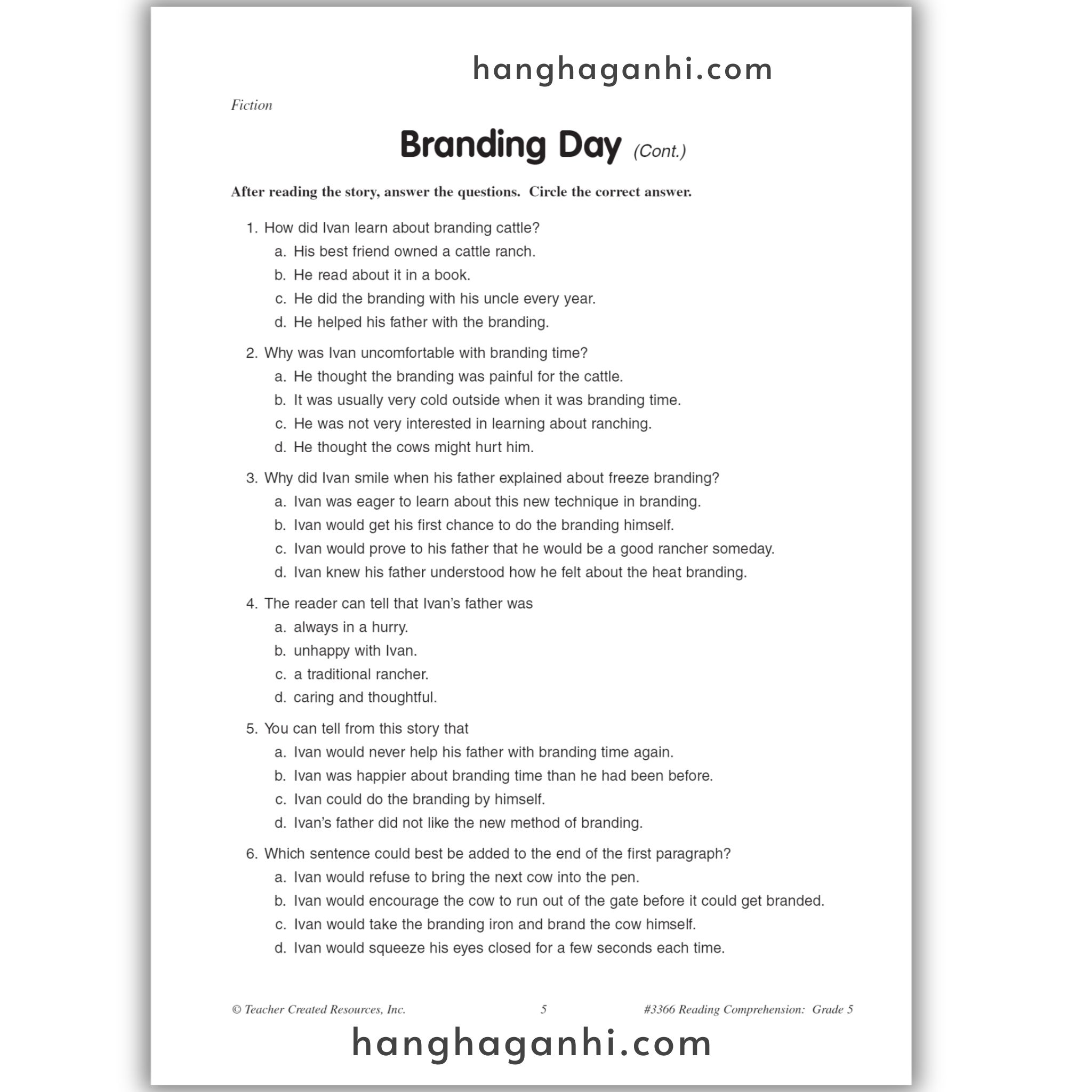 Reading Comprehension Grade 5 Teacher Created Resources, sách đọc hiểu lớp 5_thumbnail_13