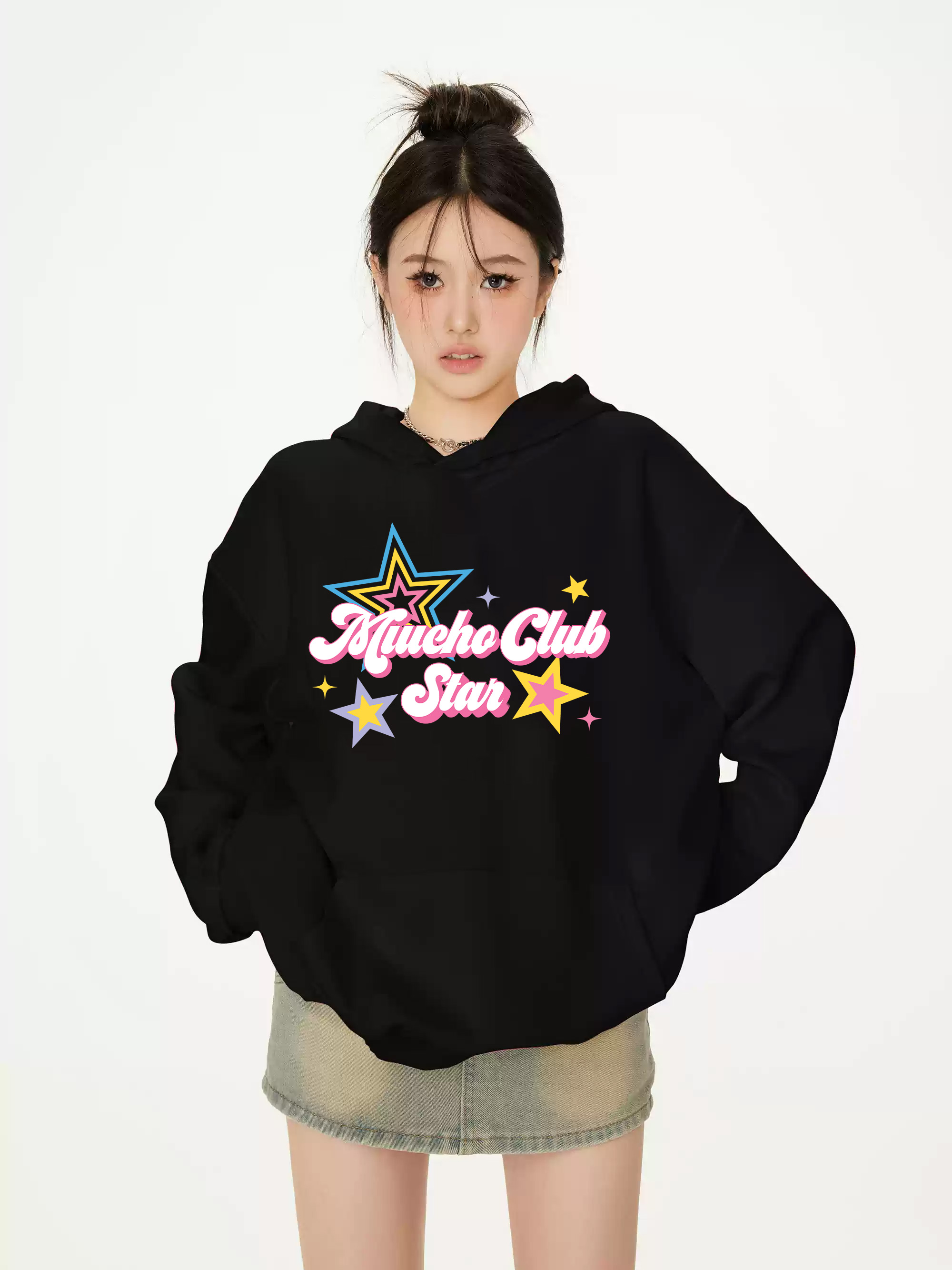 Áo hoodie nữ form rộng dày dặn vải nỉ chân cua HDD1643 Miucho in mix_thumbnail_3