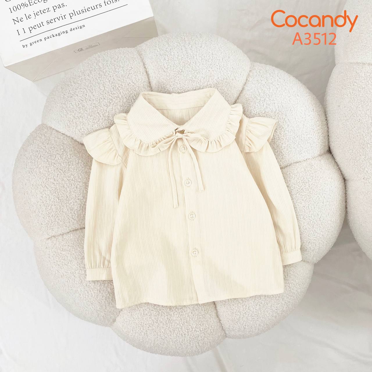 Áo dài sơ mi BE cổ vai bèo