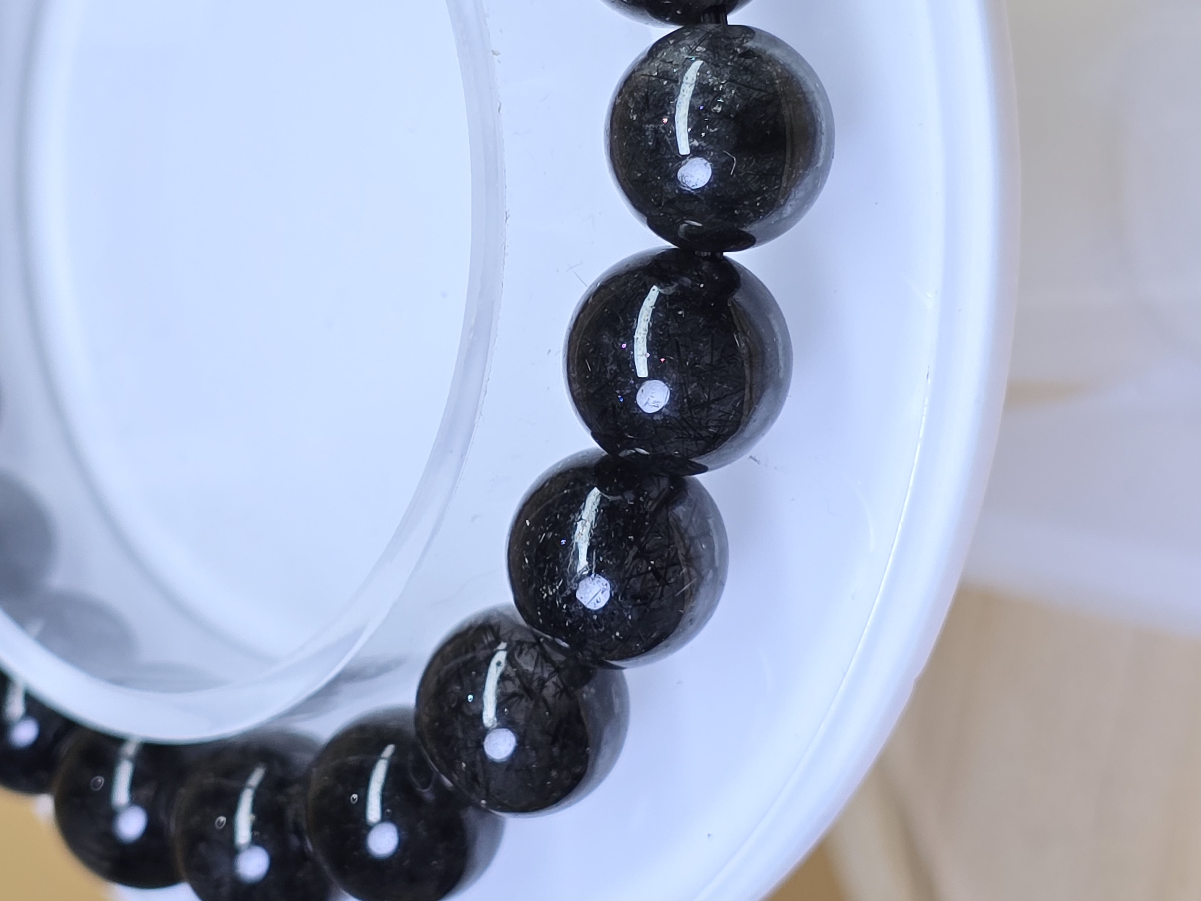 Vòng Thạch Anh Tóc Đen Loại Super ĐEN - Thạch anh trắng cộng sinh tourmaline đen - Black Tourmaline In Quartz