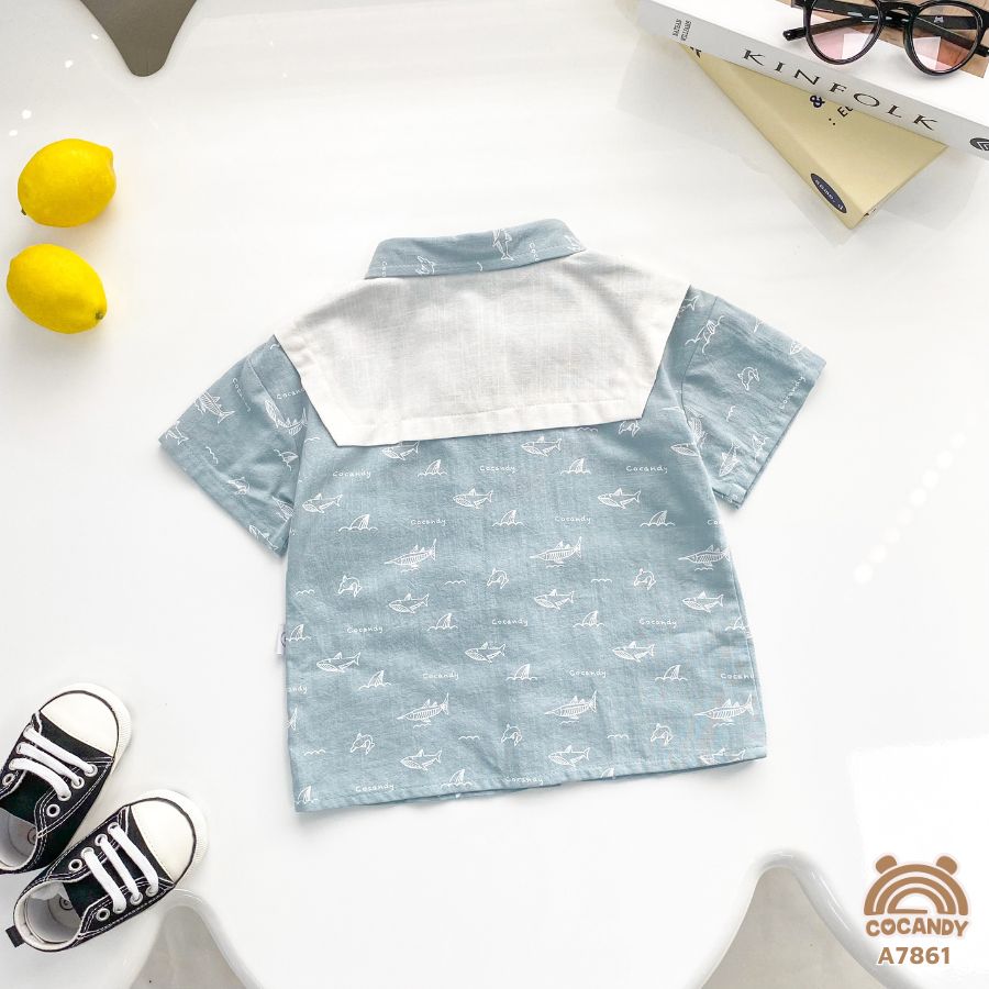 Áo cộc sơ mi XANH cá heo phối cổ thủy thủ_thumbnail_3