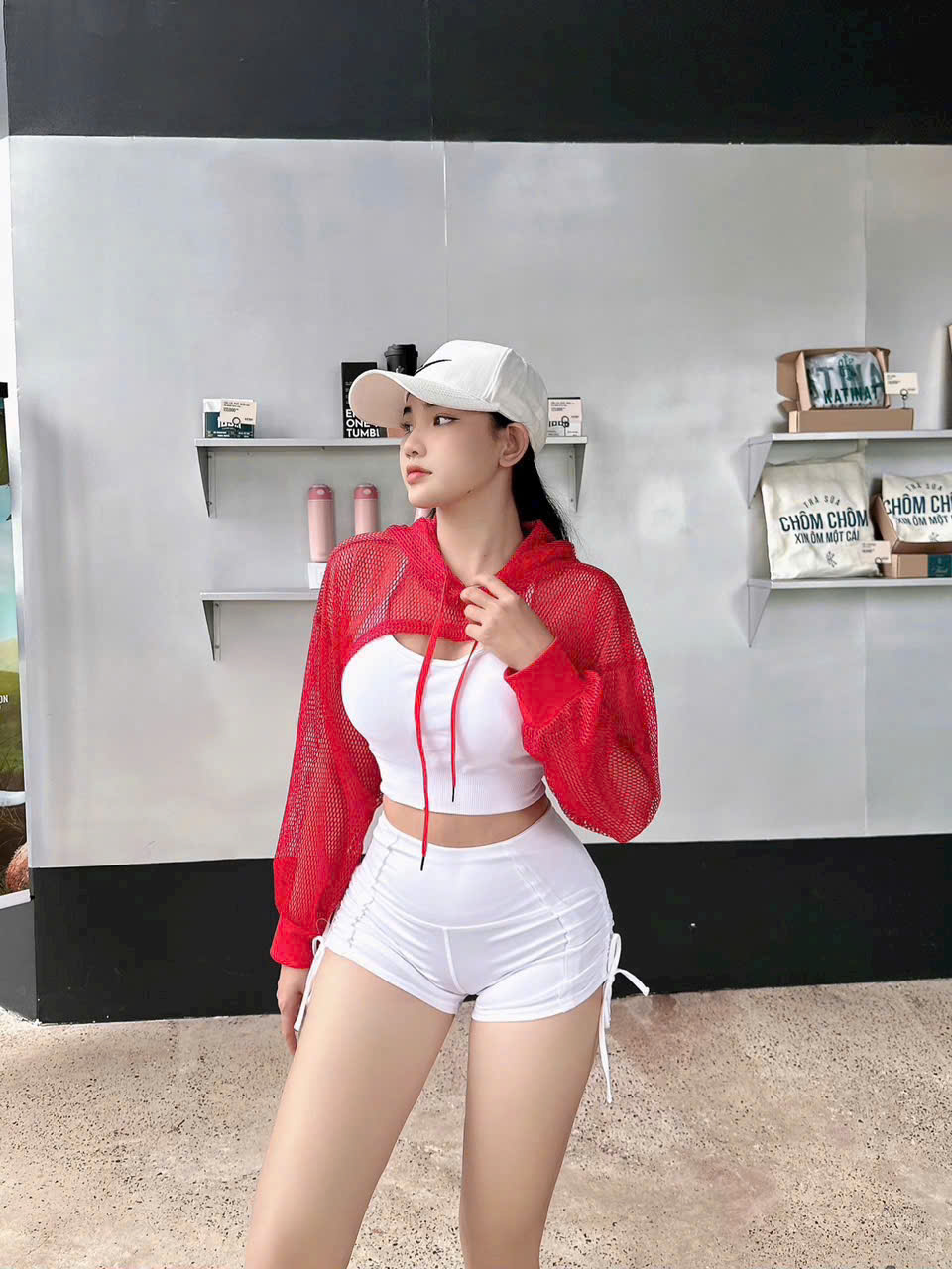 Áo Tank Thể Thao Lưới Mè Dáng Croptop Có Nón Mặc Ngoài_thumbnail_10