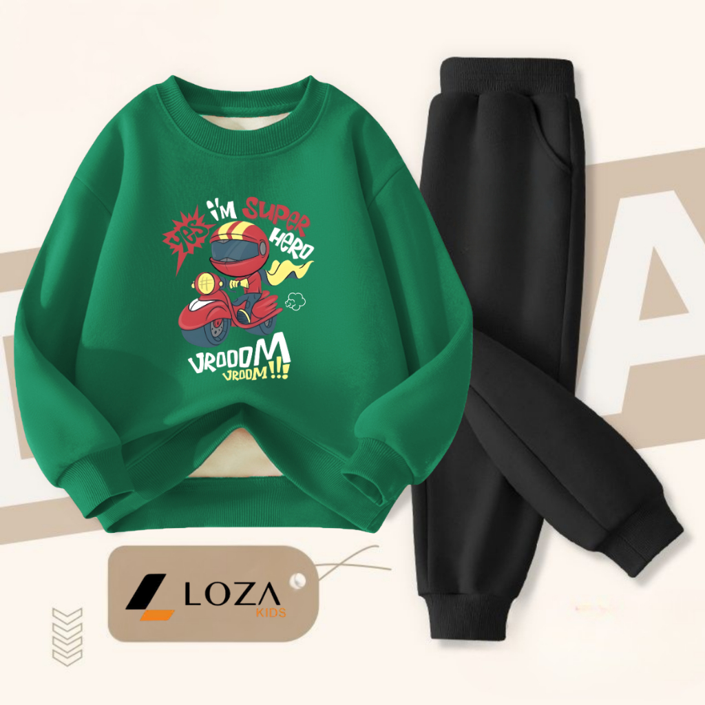 Set đồ nỉ bé trai in hình cậu bé lái xe - Loza Kids BI537_thumbnail_2