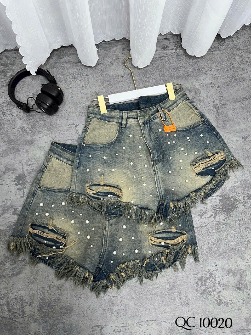 Quần short jean túi lòi đính ngọc bigsize QSJ10020 dành cho nàng béo mập từ 55-90kg